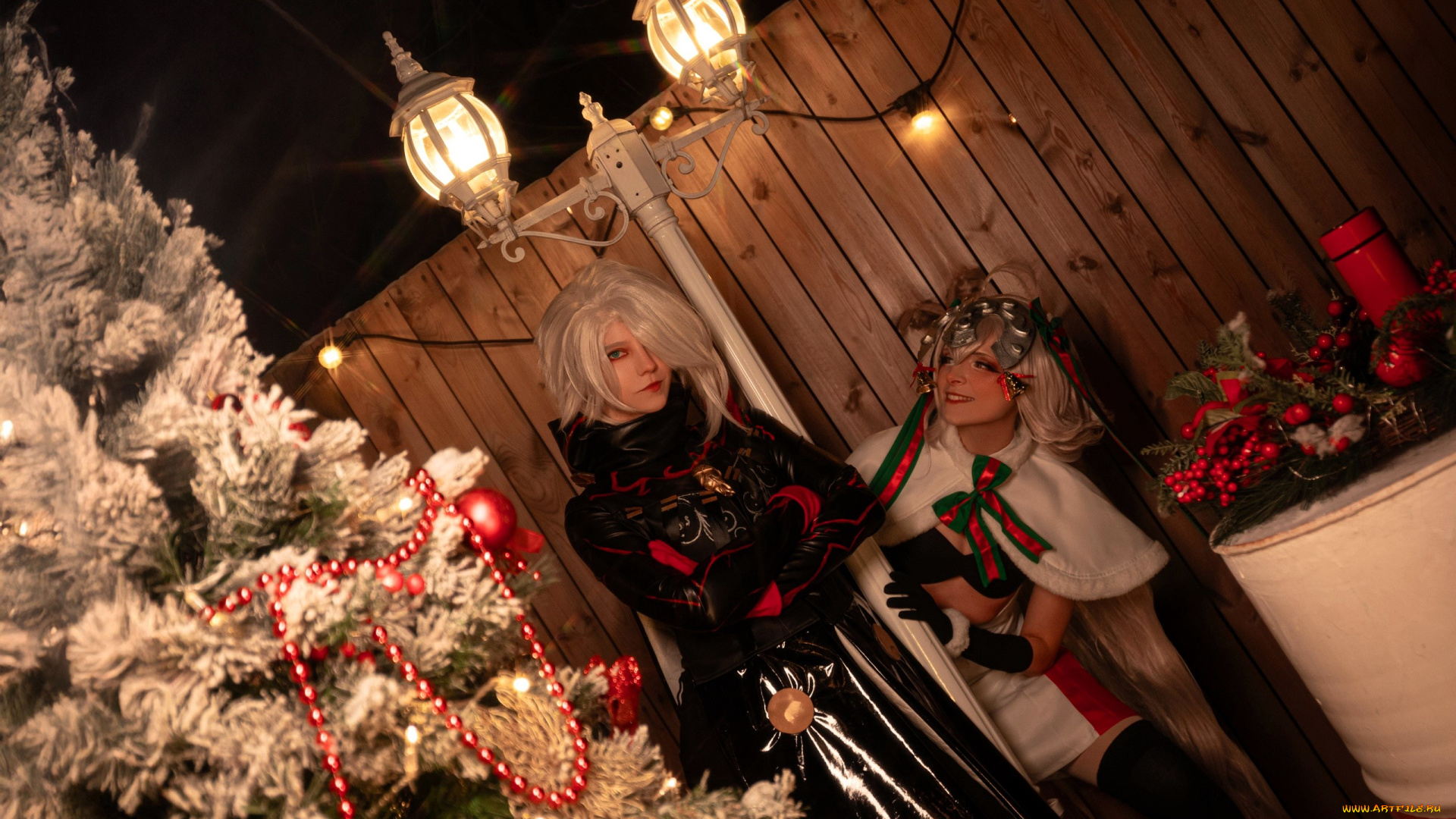 девушки, mari, aisu, образы, костюмы, косплей, наряды, новый, год, ёлка, украшения, фонари