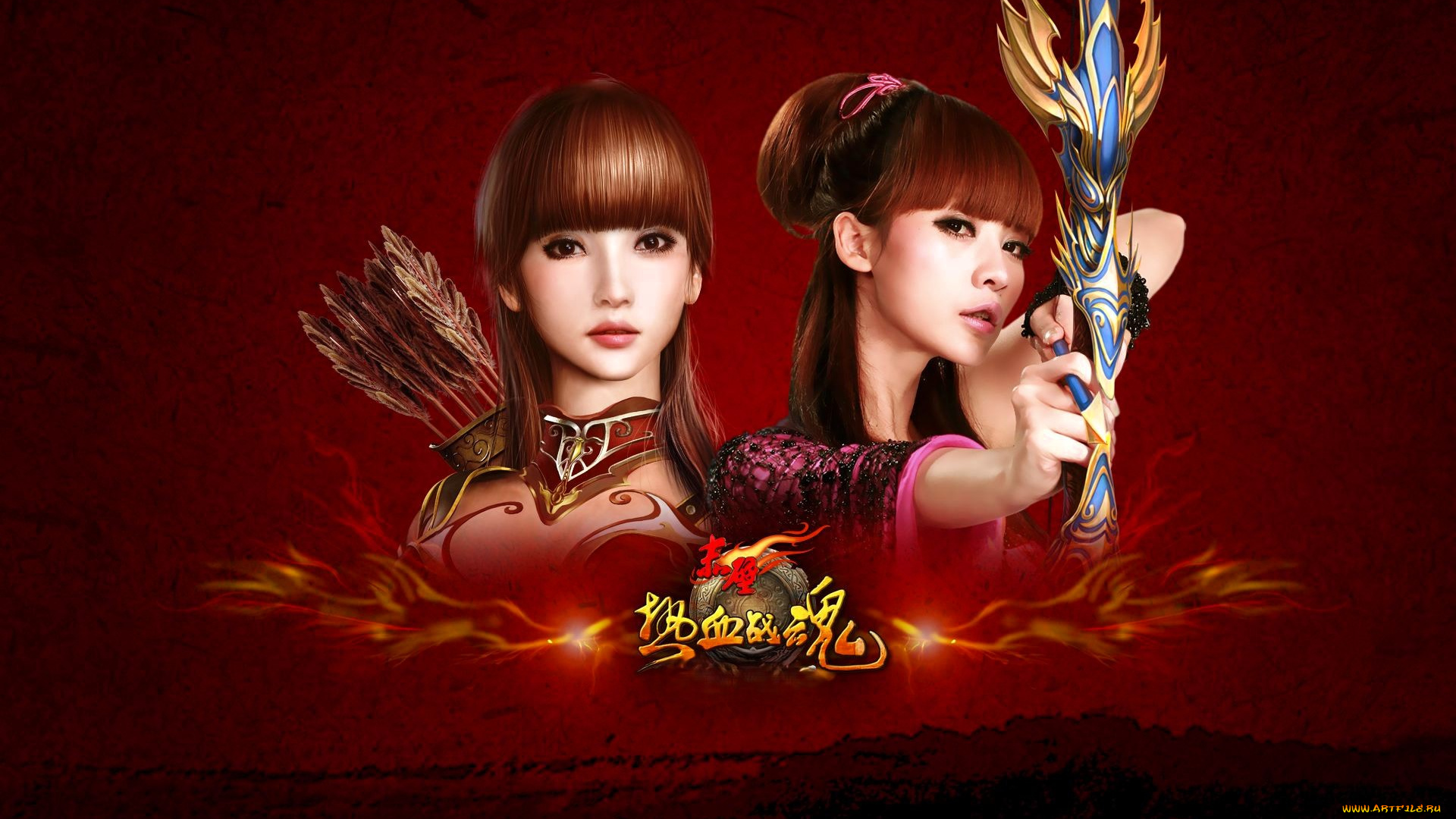 видео, игры, red, cliff, девушки, лучницы, лук, стелы, лица