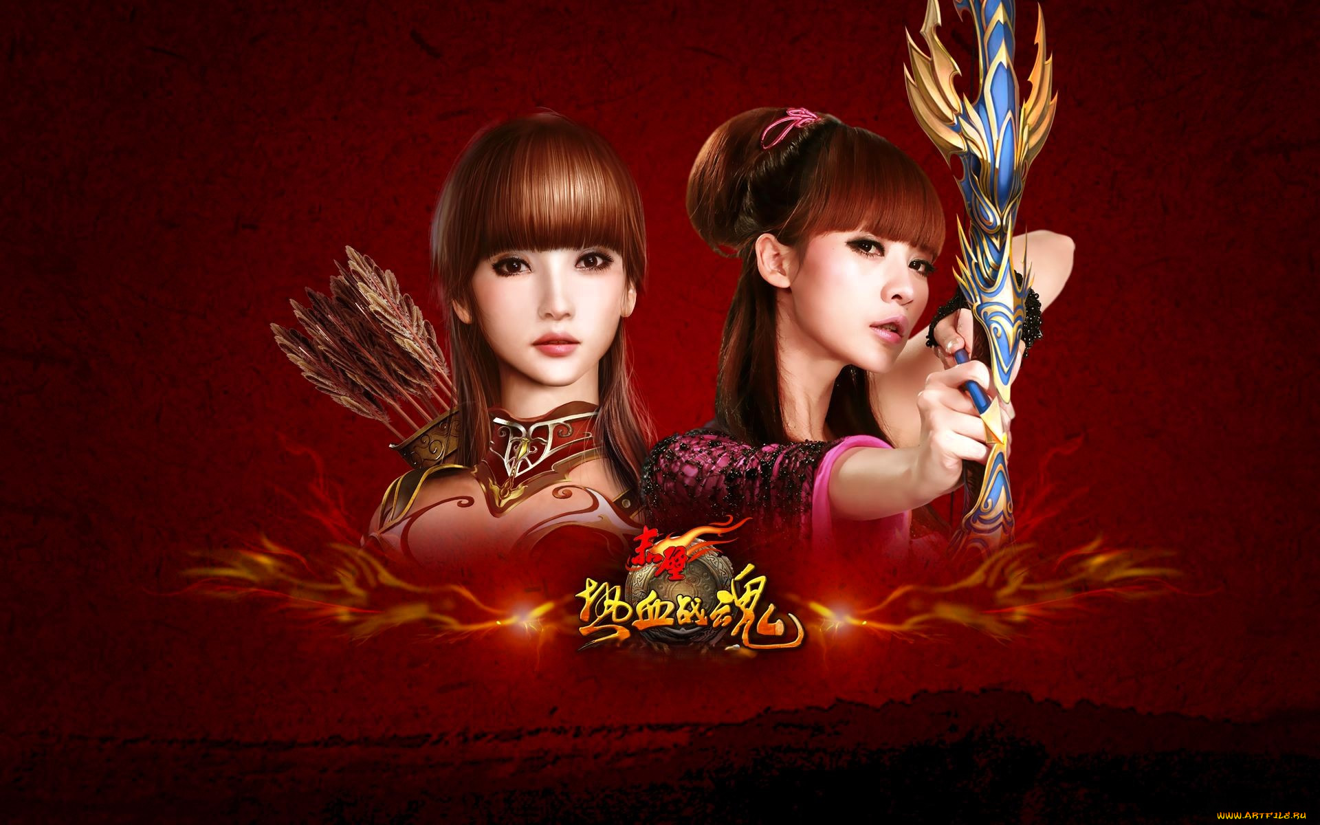 видео, игры, red, cliff, девушки, лучницы, лук, стелы, лица