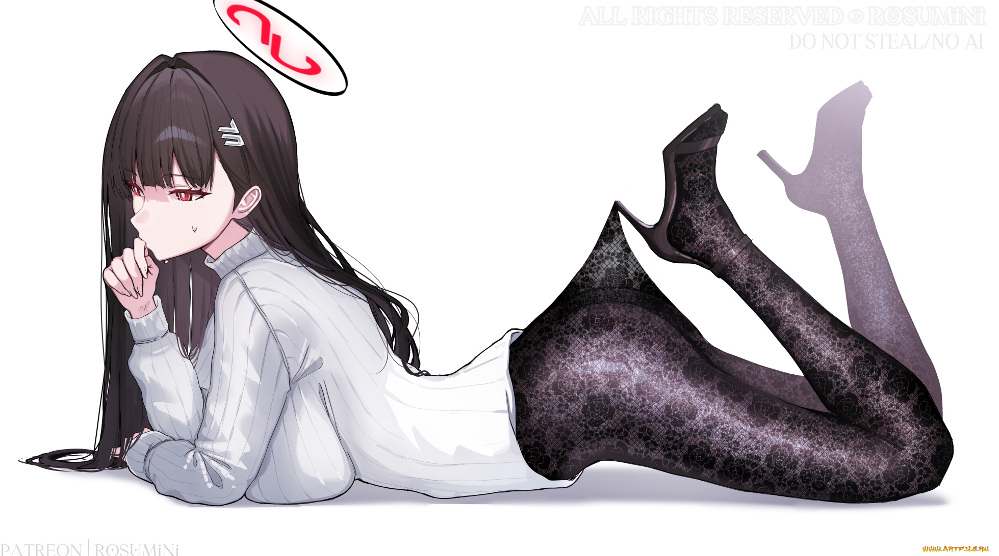 аниме, blue, archive, девушка