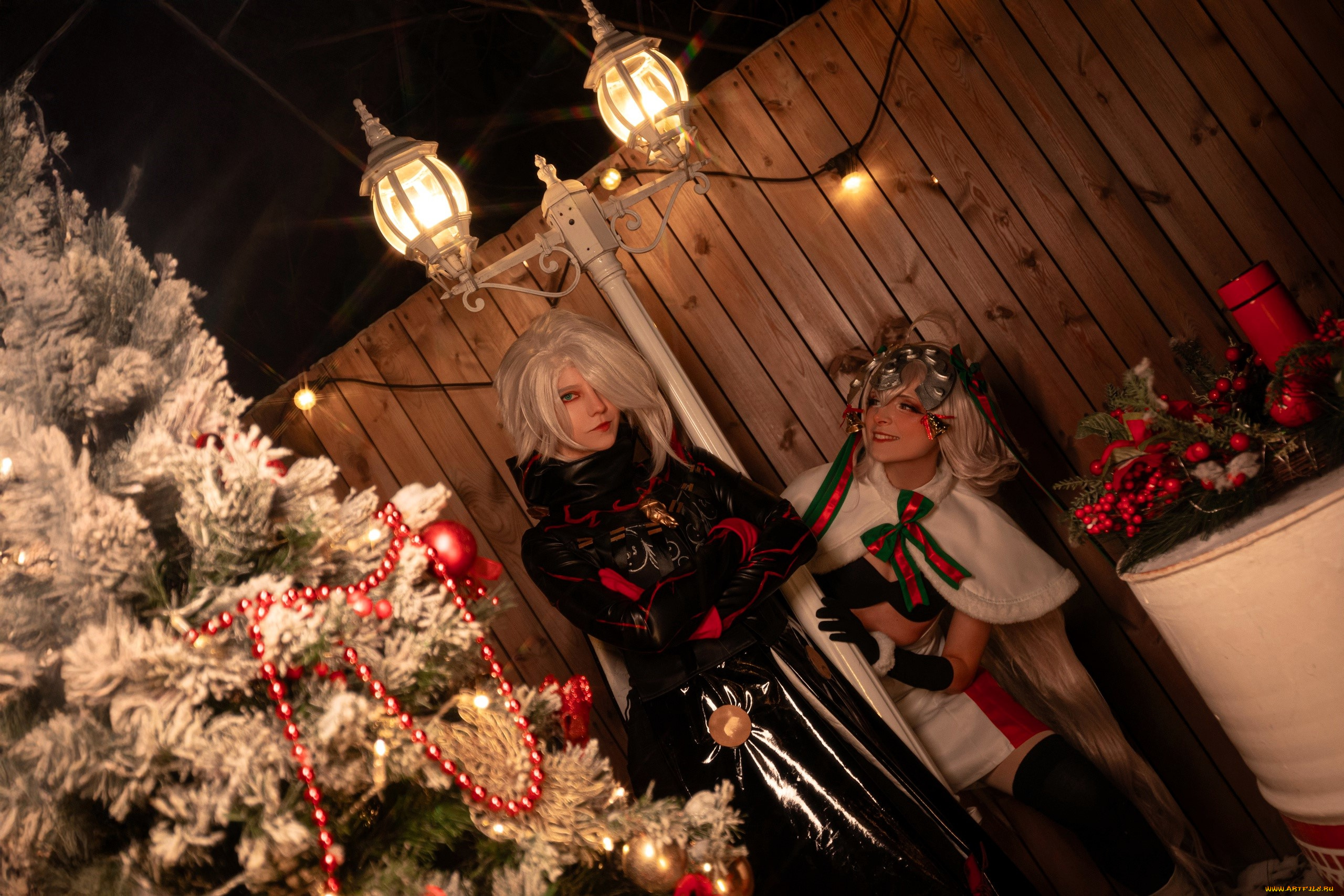 девушки, mari, aisu, образы, костюмы, косплей, наряды, новый, год, ёлка, украшения, фонари