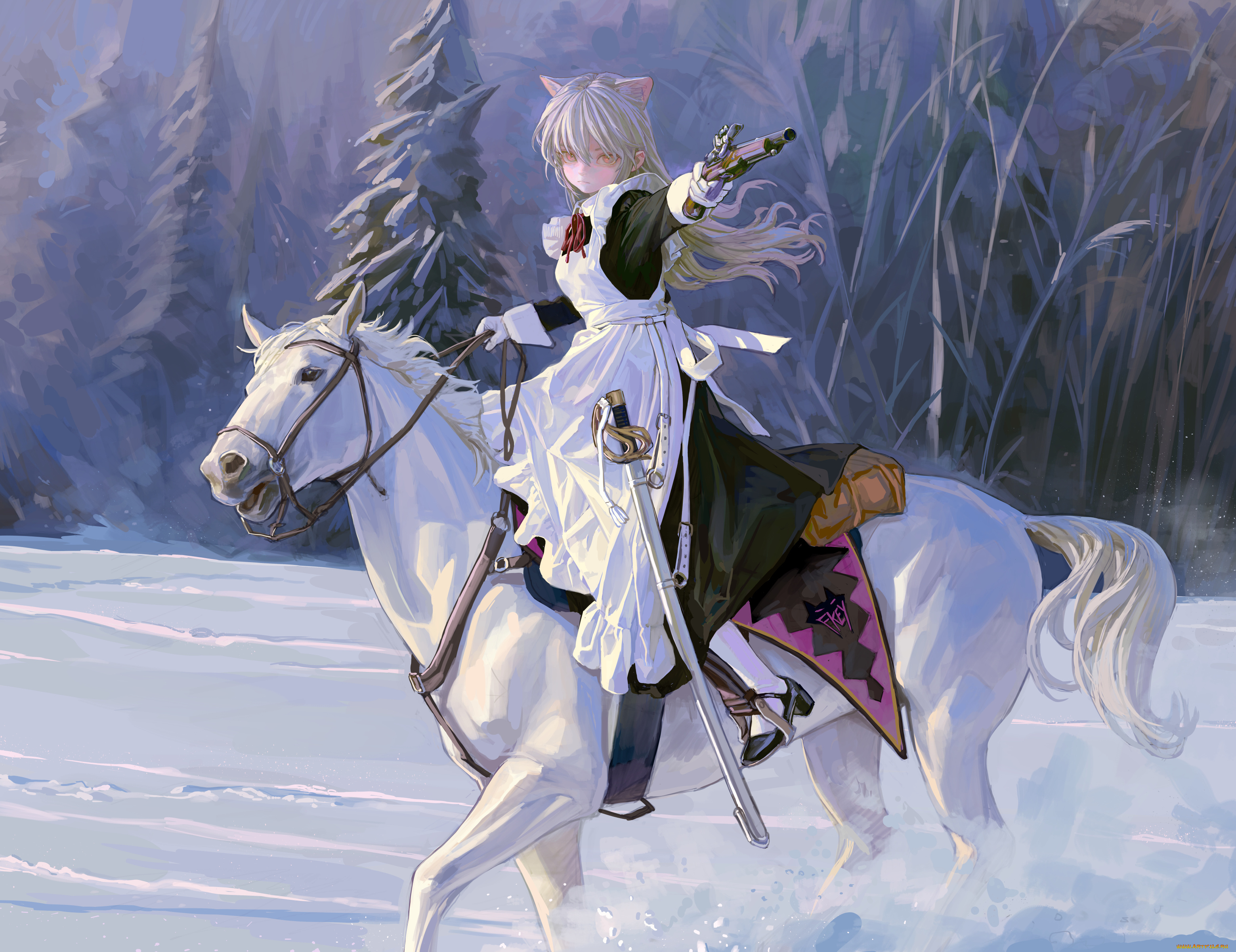 аниме, животные, , существа, девушка