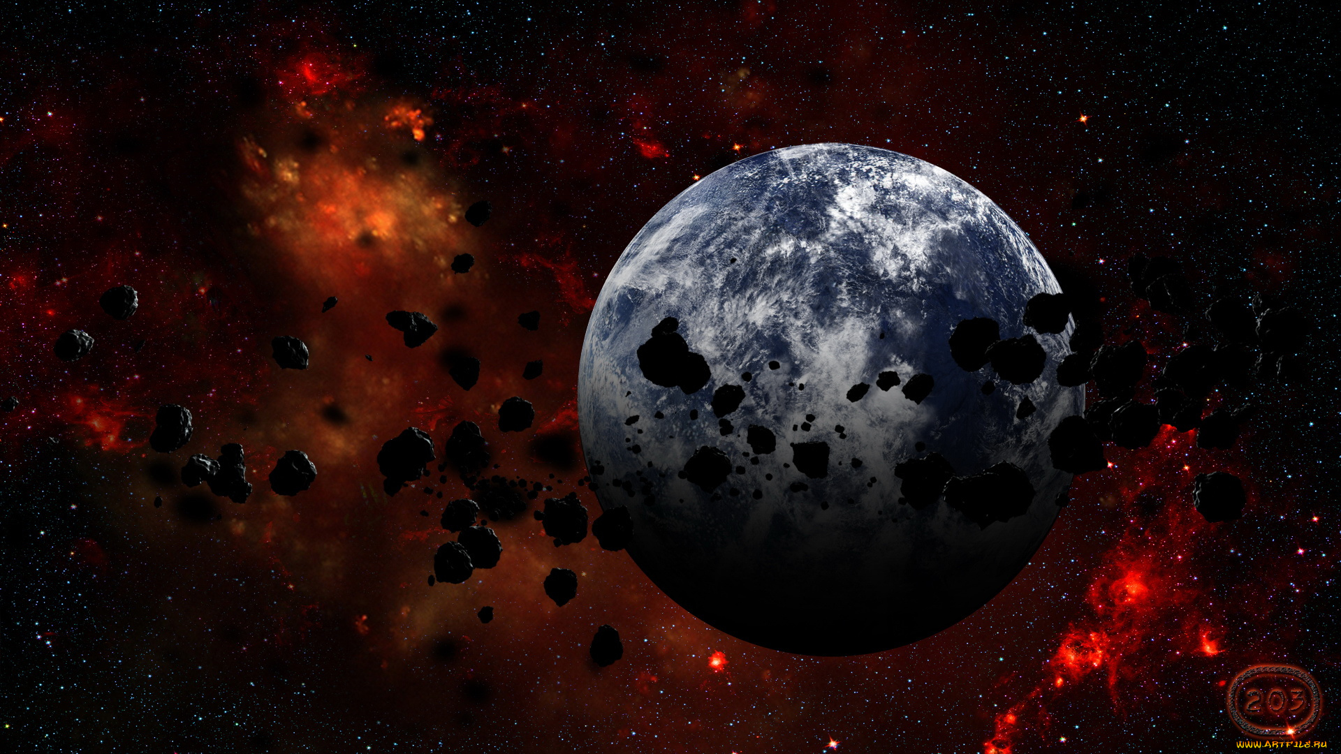 космос, арт, свечения, планета
