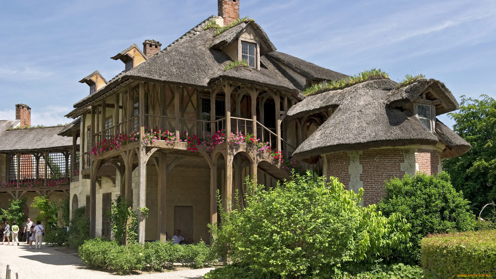деревня, королевы, марии, антуанетты, versailles, франция, города, здания, дома, строения, парк