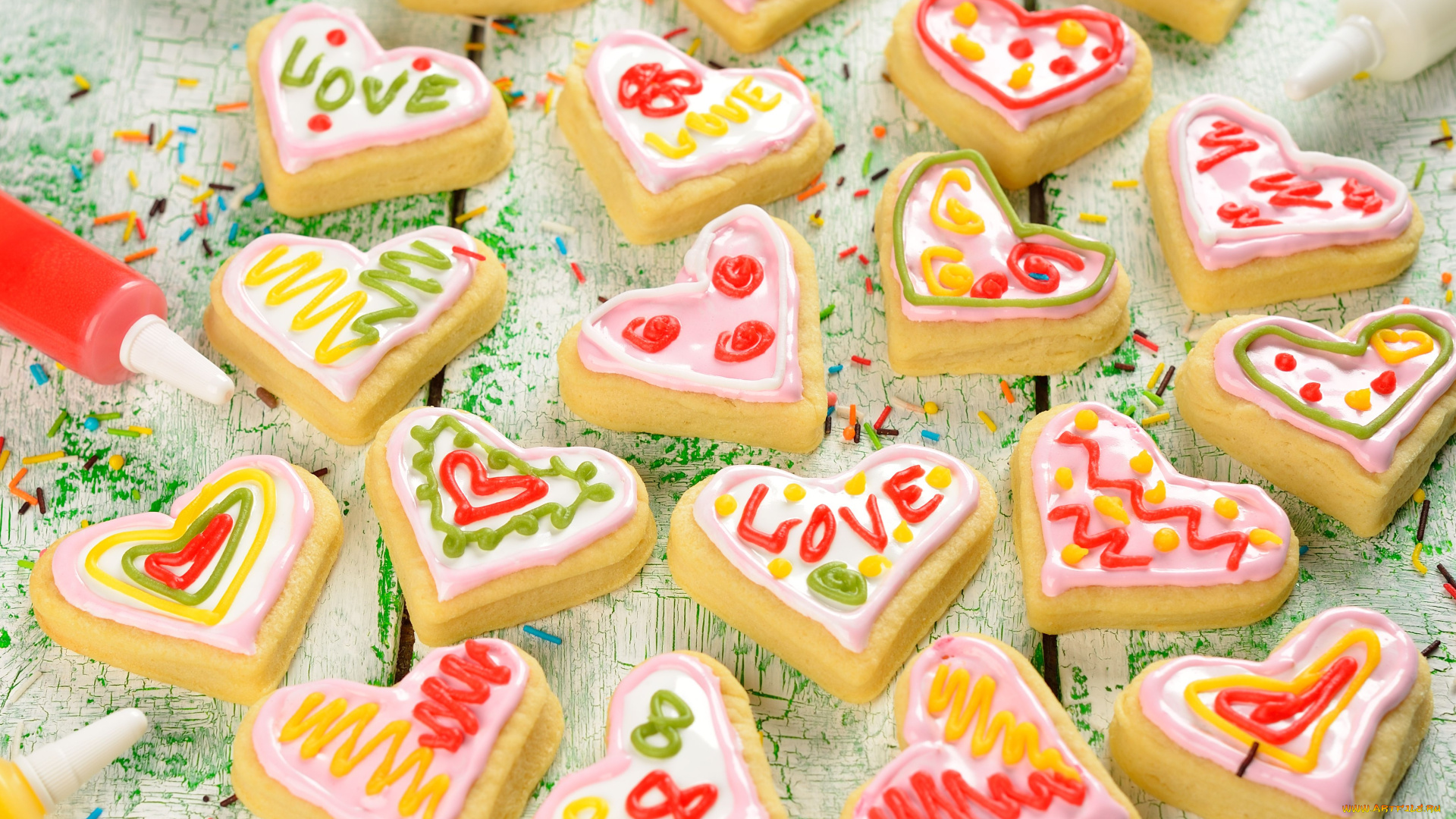 еда, пирожные, кексы, печенье, сердечки