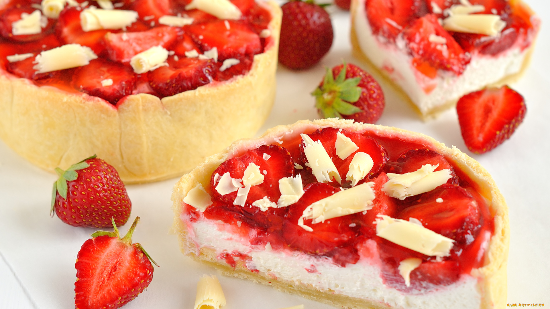 еда, пирожные, кексы, печенье, тортик, клубника