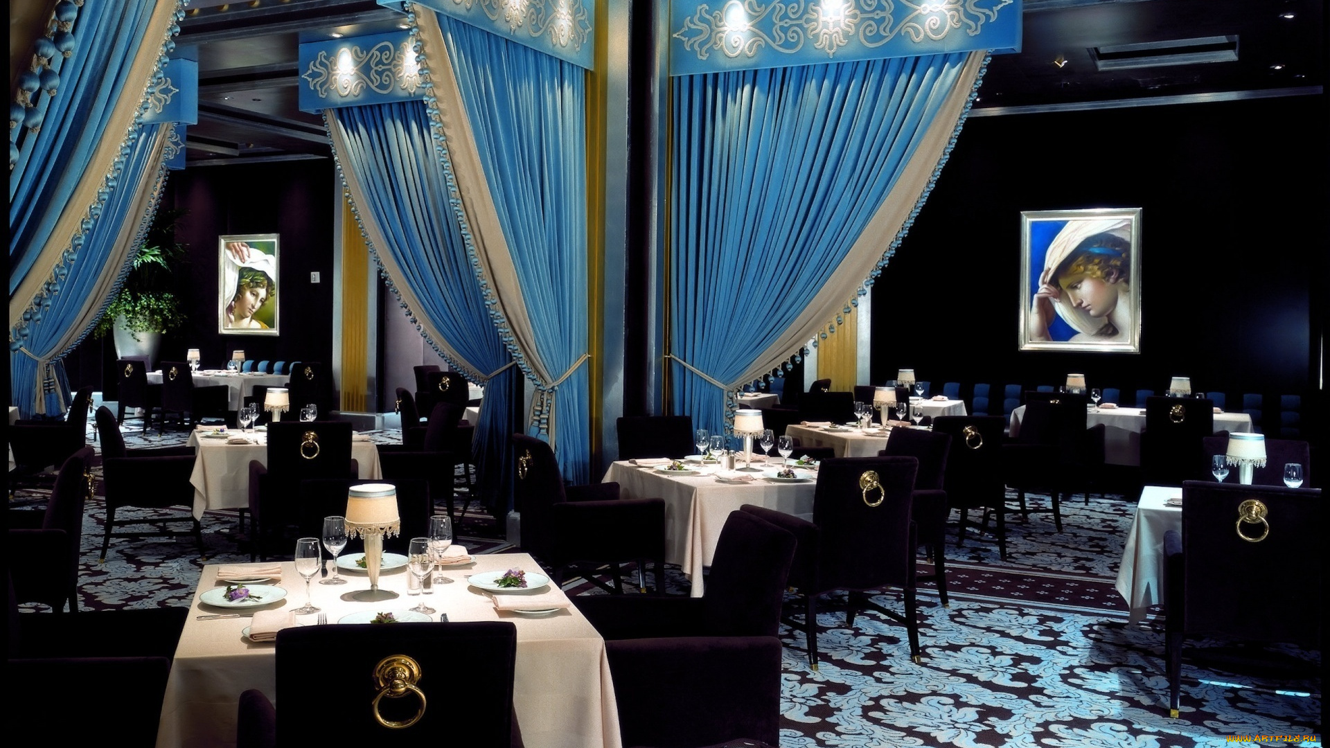 интерьер, кафе, рестораны, отели, стулья, столы, картины, шторы, ресторан
