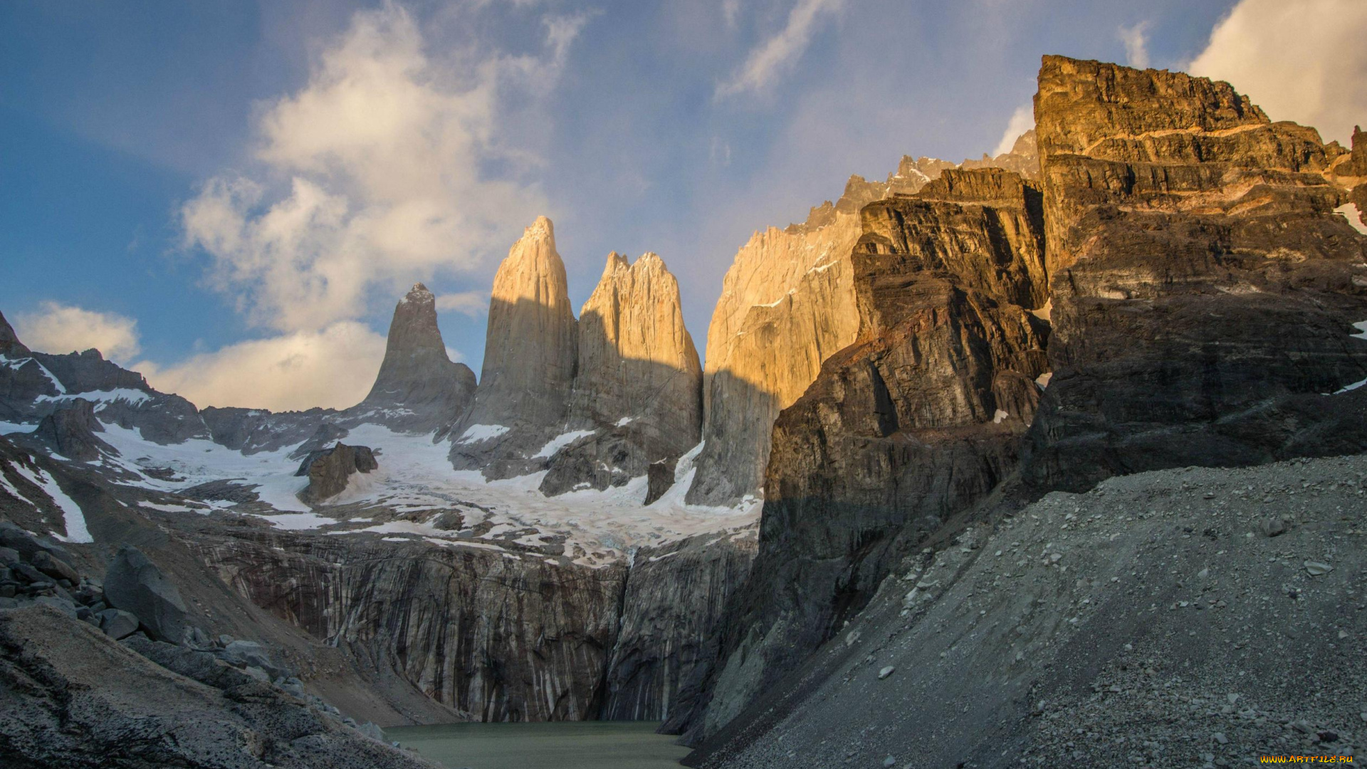 природа, горы, утесы, облака