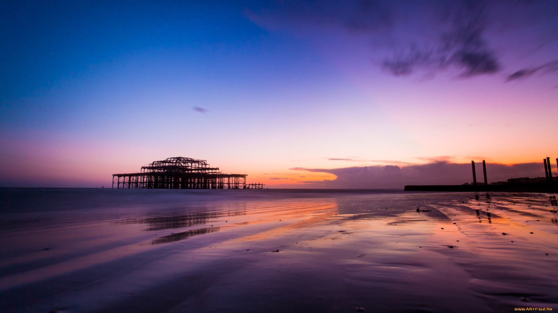 природа, побережье, пляж, сооружение, вечер, океан