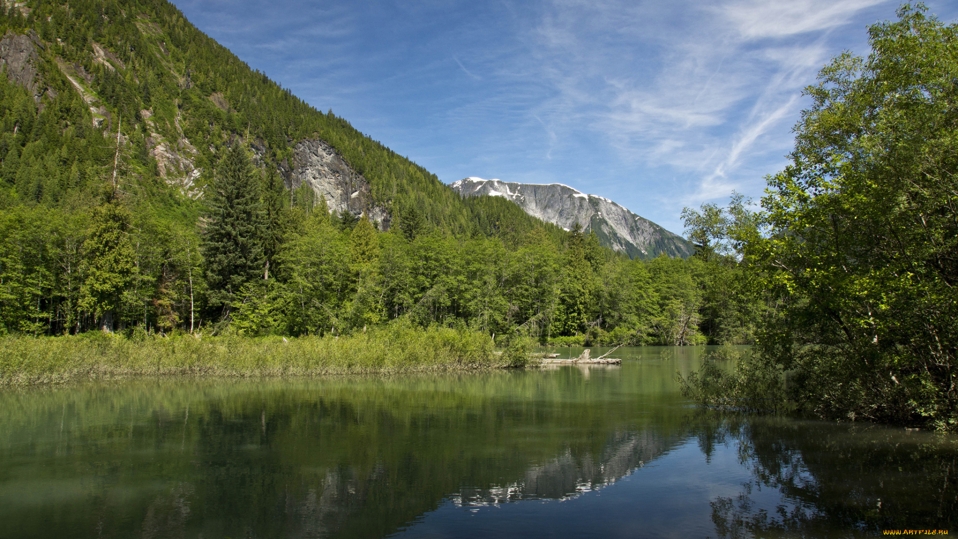 природа, реки, озера, холмы, лето, зелень, горы, деревья, озеро