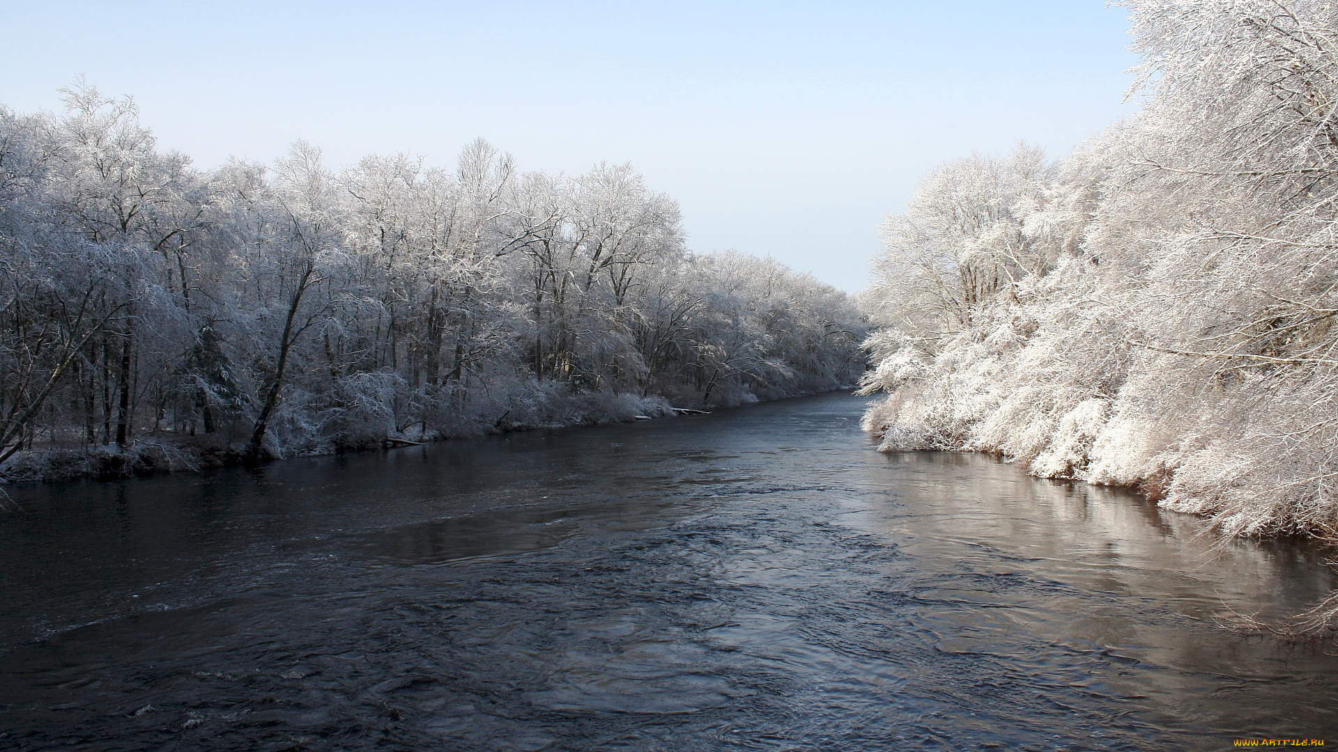 природа, реки, озера, зима, деревья, река