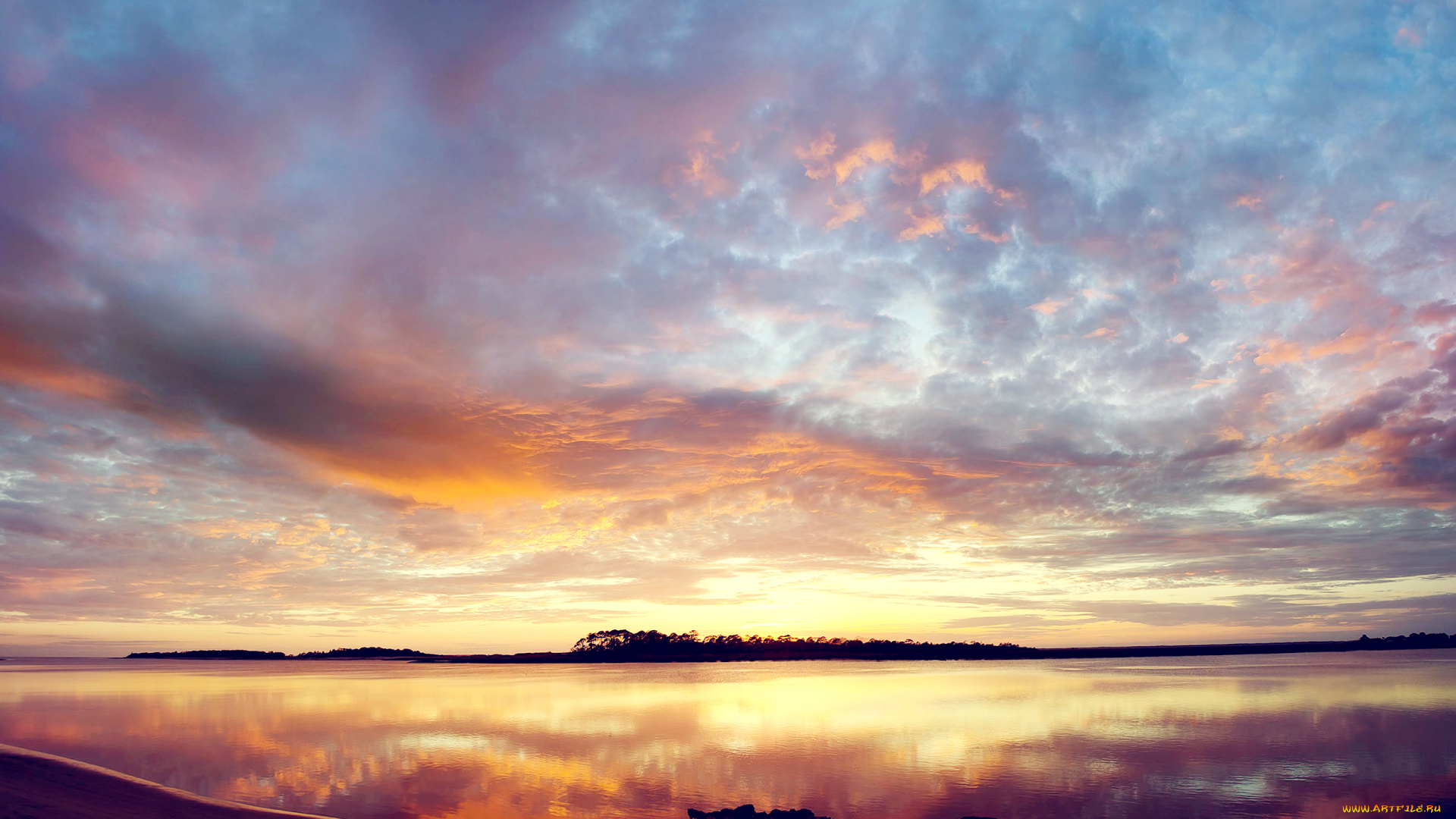 природа, восходы, закаты, закат, озеро, облака