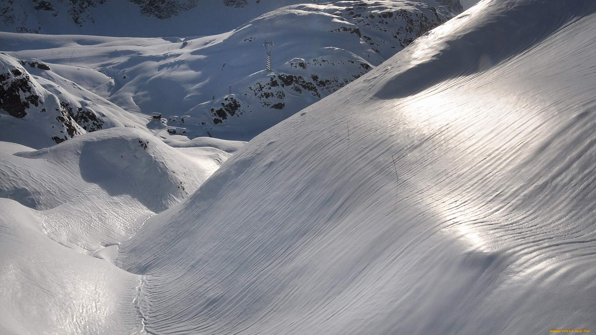 природа, зима, горы, снег, пейзаж