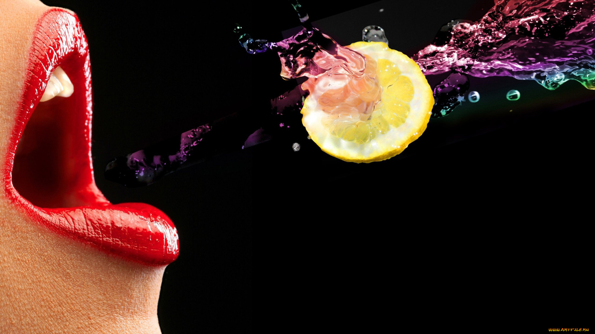 разное, губы, лимон