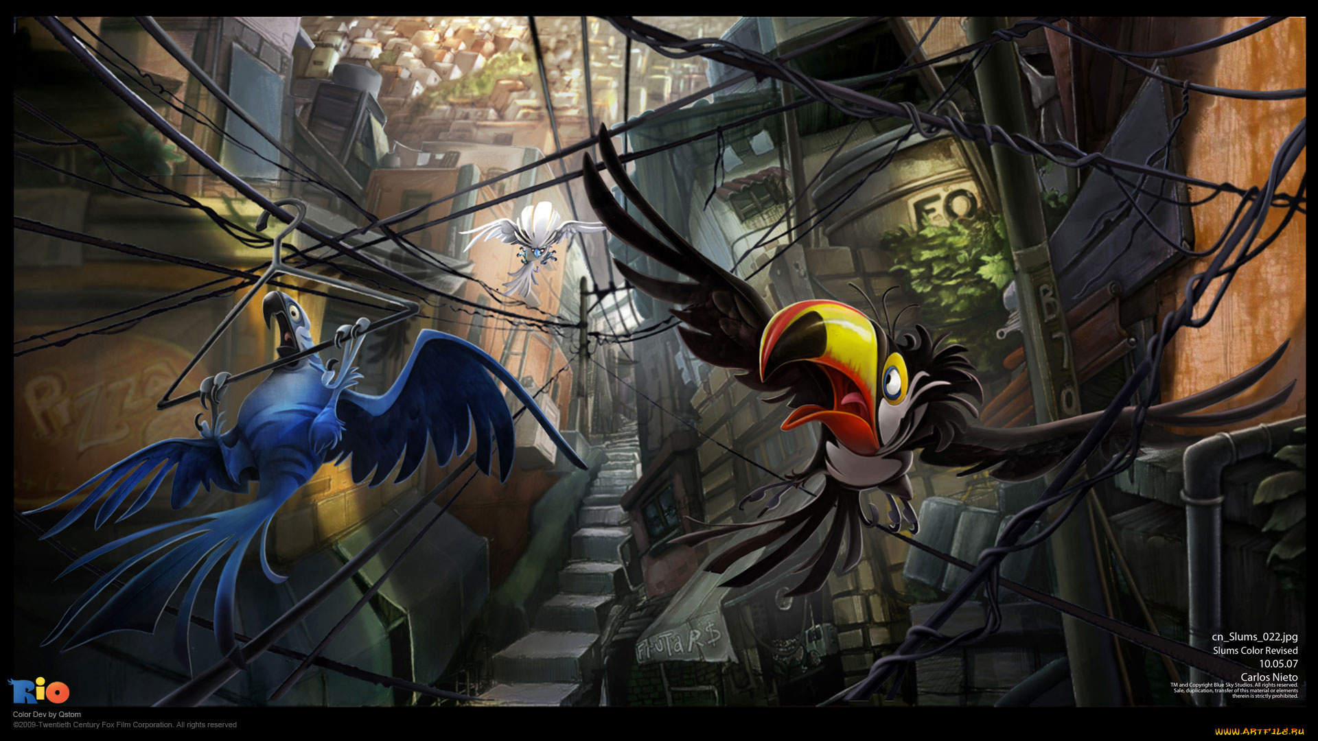 трущобы, мультфильмы, rio, попугаи, улица, город