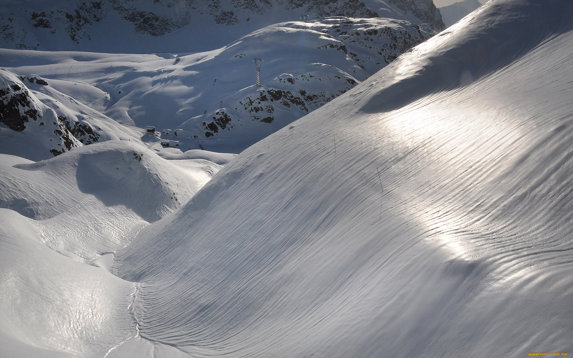 природа, зима, горы, снег, пейзаж