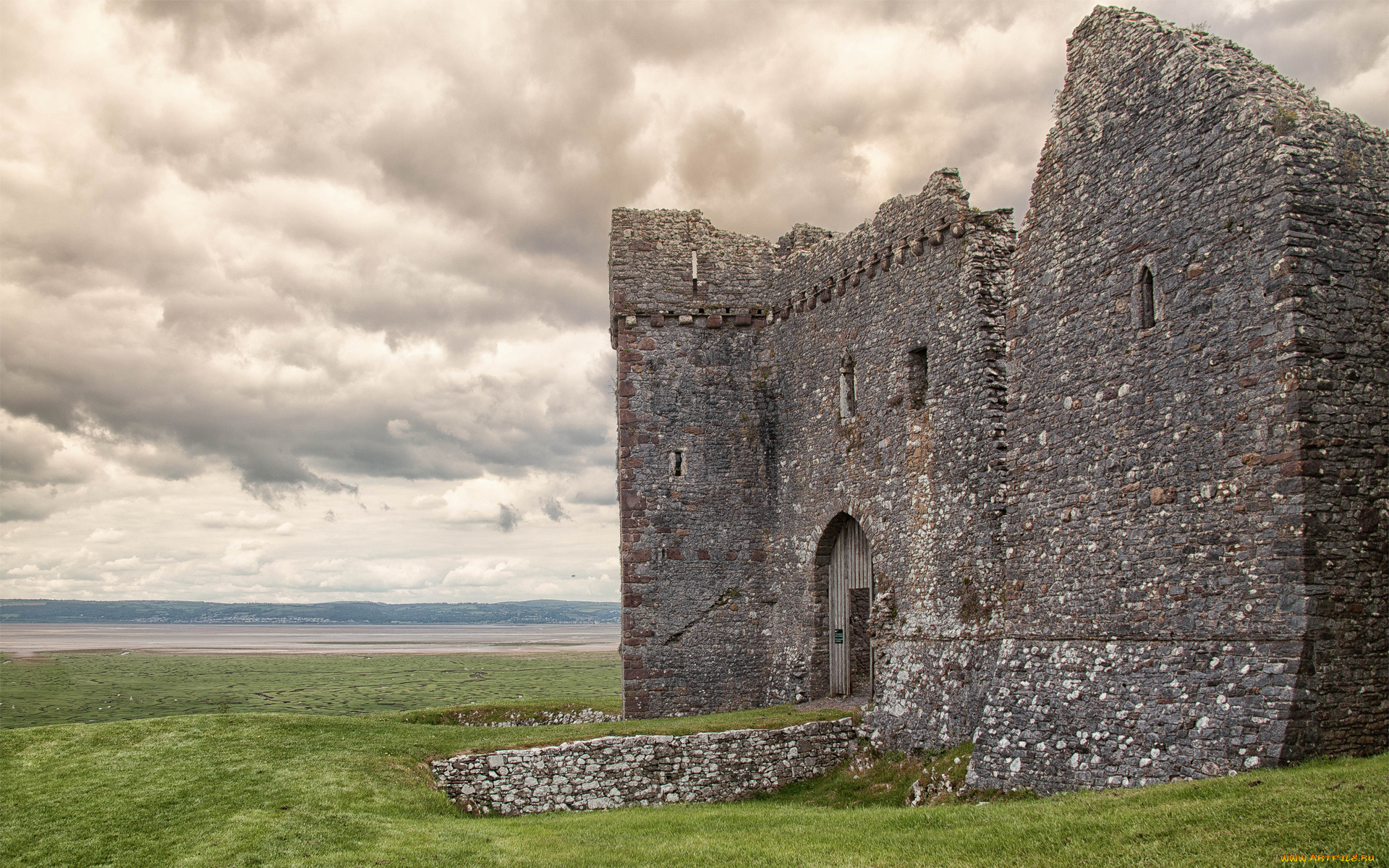 разное, развалины, руины, металлолом, замок, стена, трава