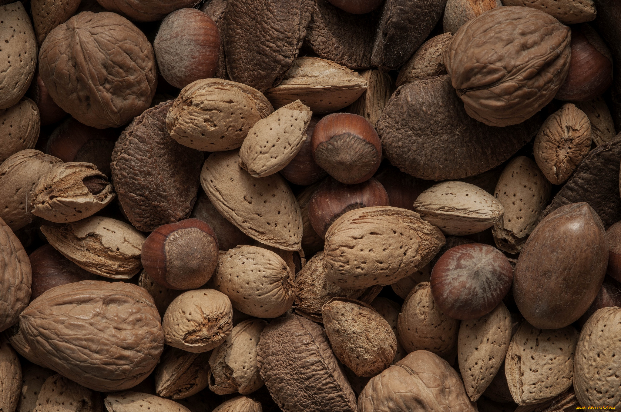 еда, орехи, каштаны, грецкий, орех, фундук, миндаль
