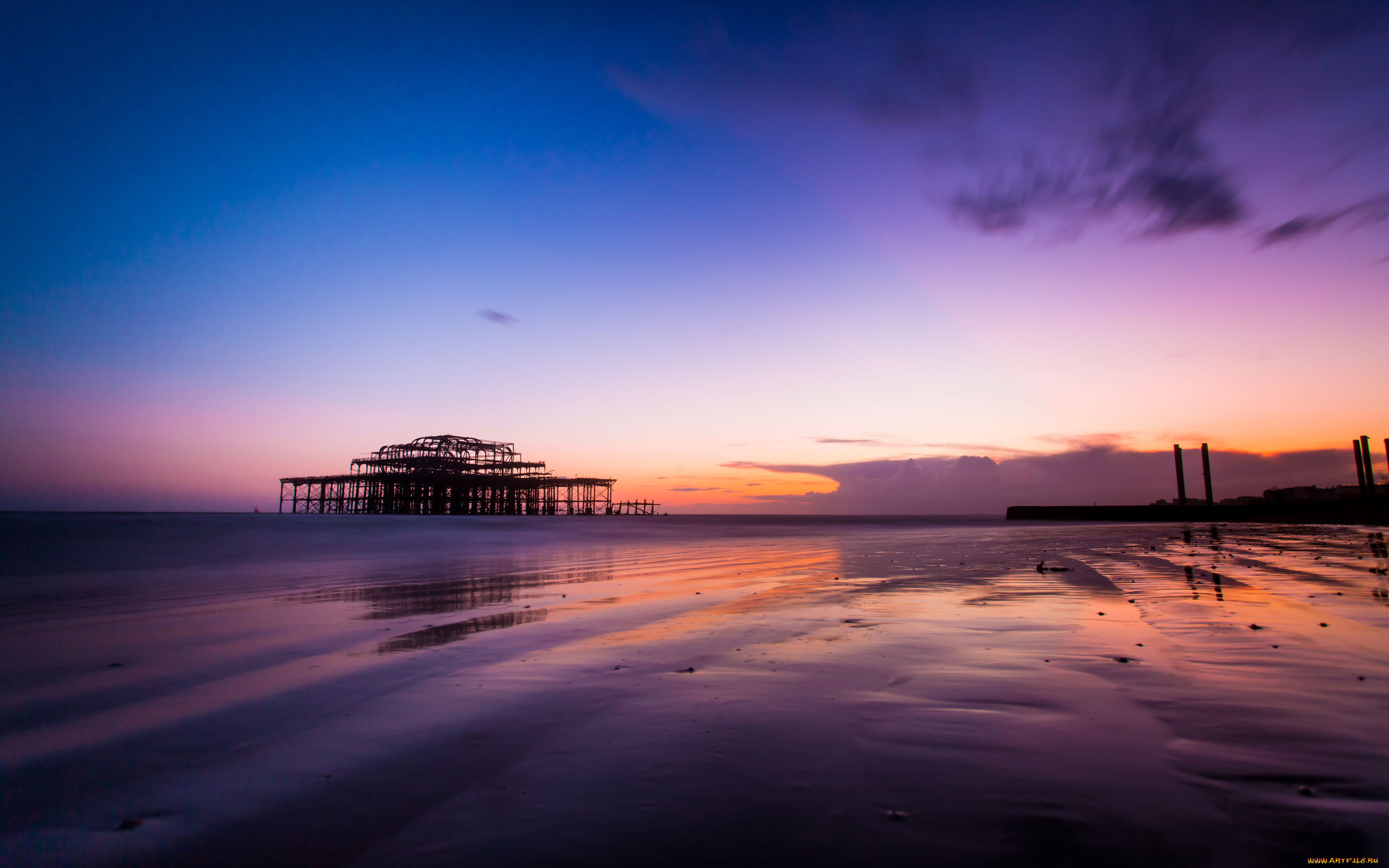 природа, побережье, пляж, сооружение, вечер, океан