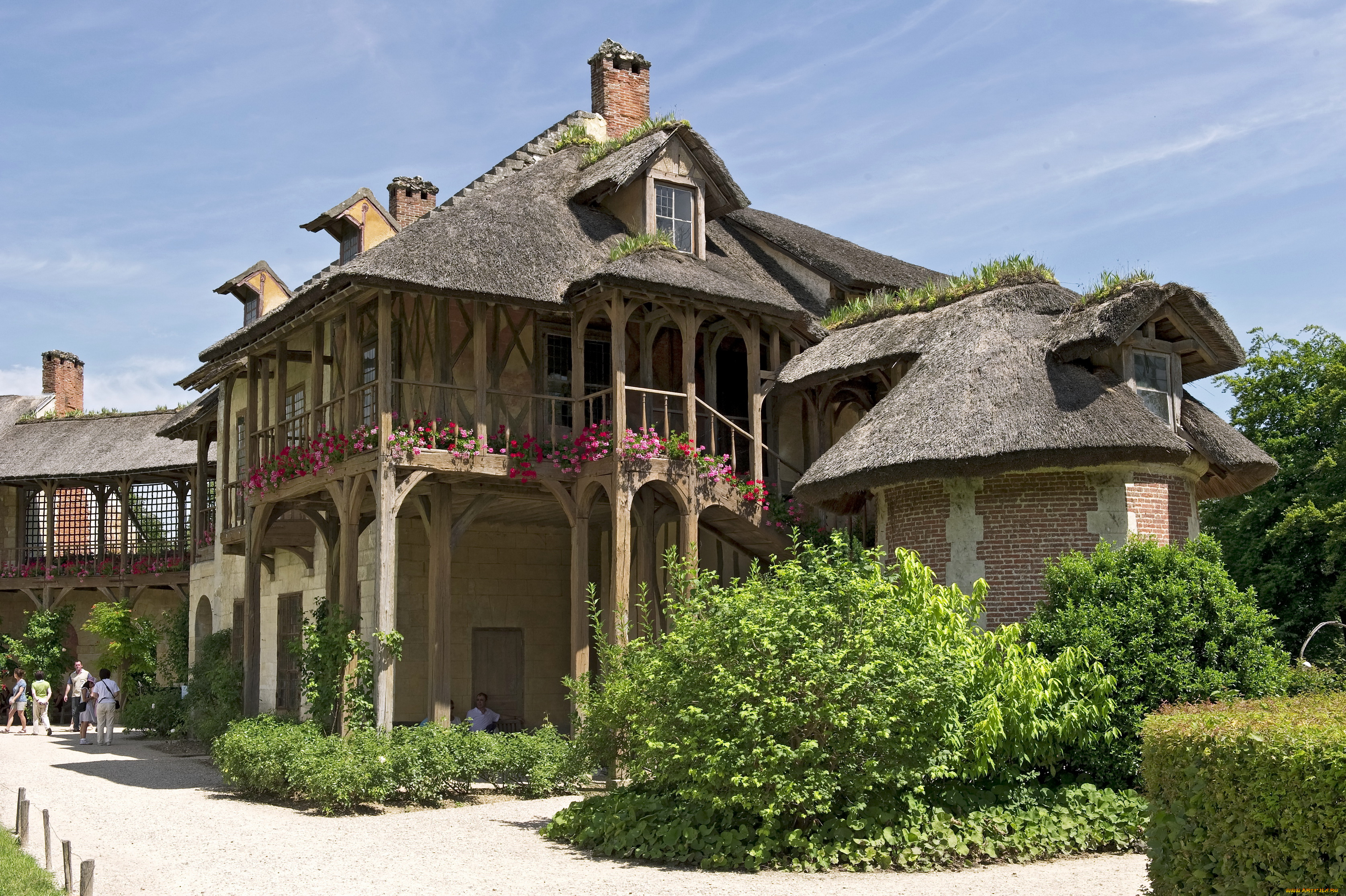 деревня, королевы, марии, антуанетты, versailles, франция, города, здания, дома, строения, парк