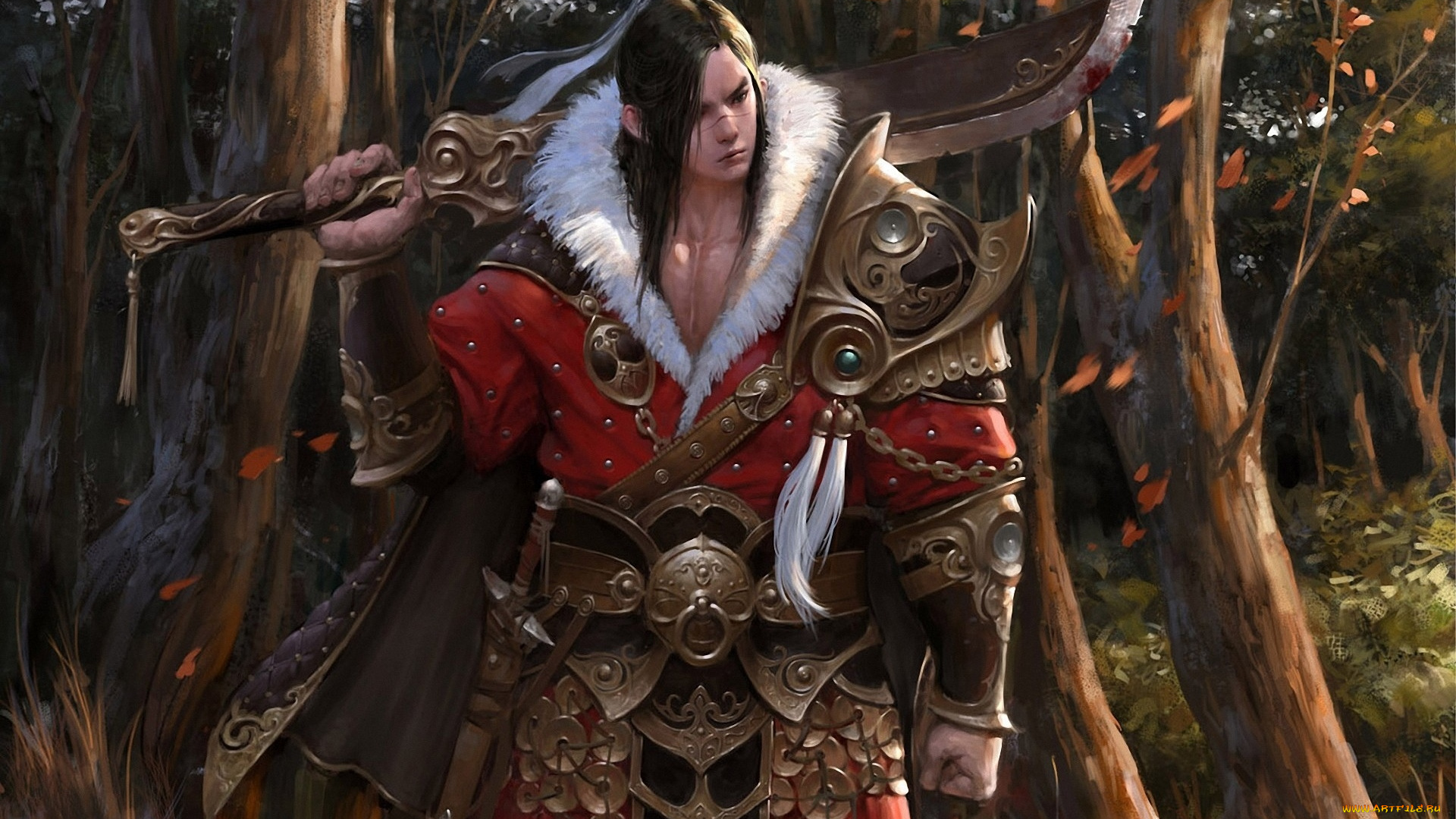 фэнтези, люди, доспехи, парень, меч