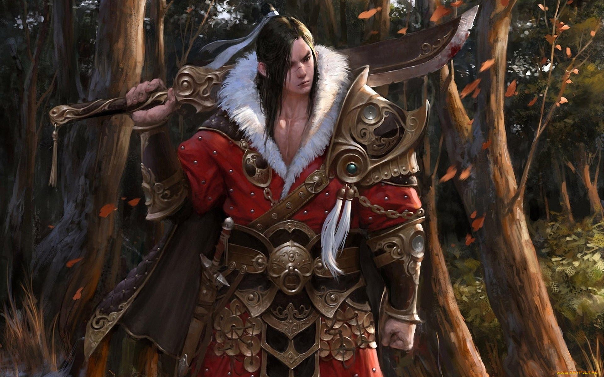 фэнтези, люди, доспехи, парень, меч