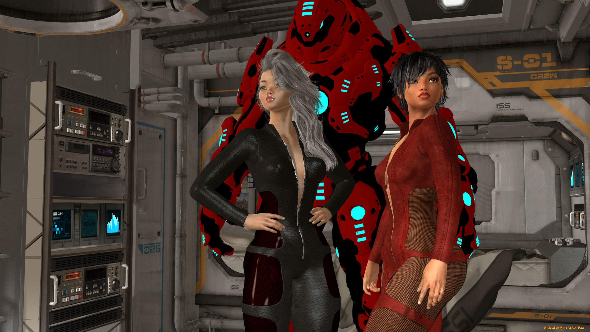 3д, графика, фантазия, , fantasy, девушки, взгляд, фон, существо