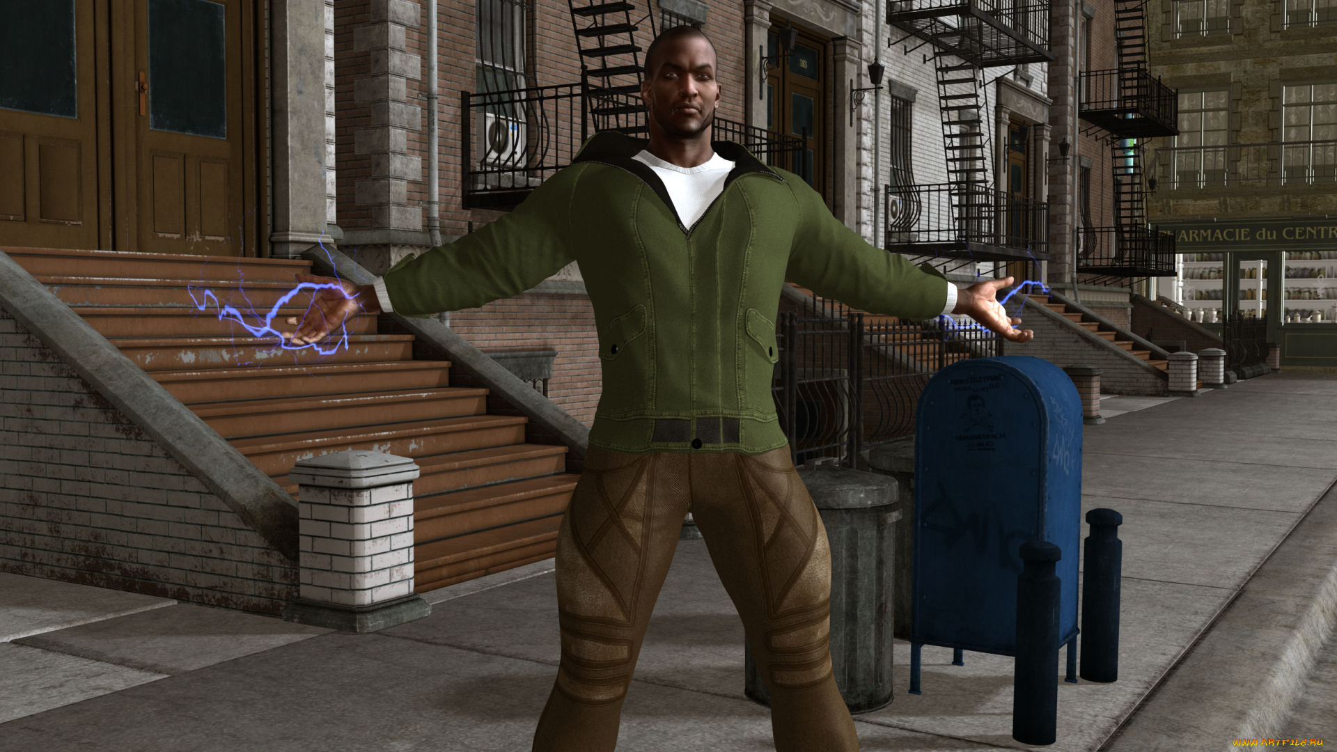 3д, графика, люди, , people, мужчина, взгляд, фон, улица, магия