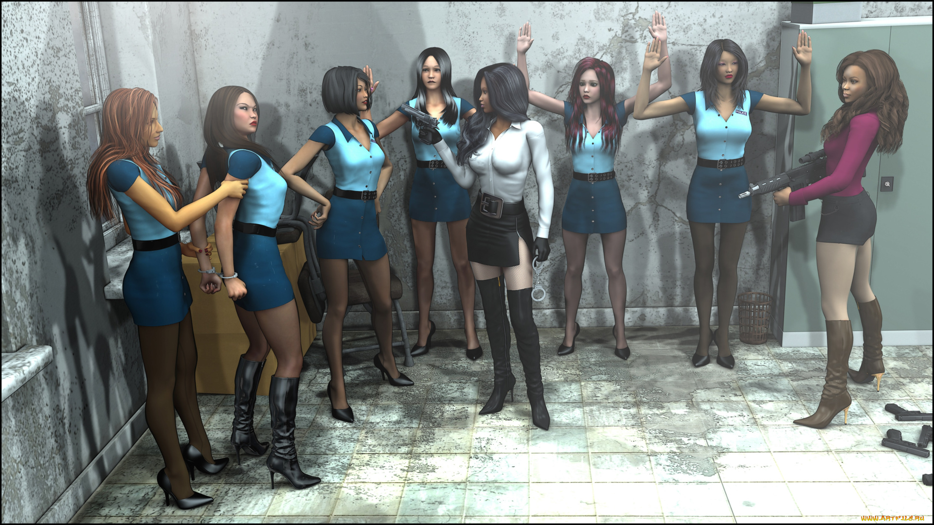 3д, графика, люди, , people, оружие, фон, девушки, взгляд