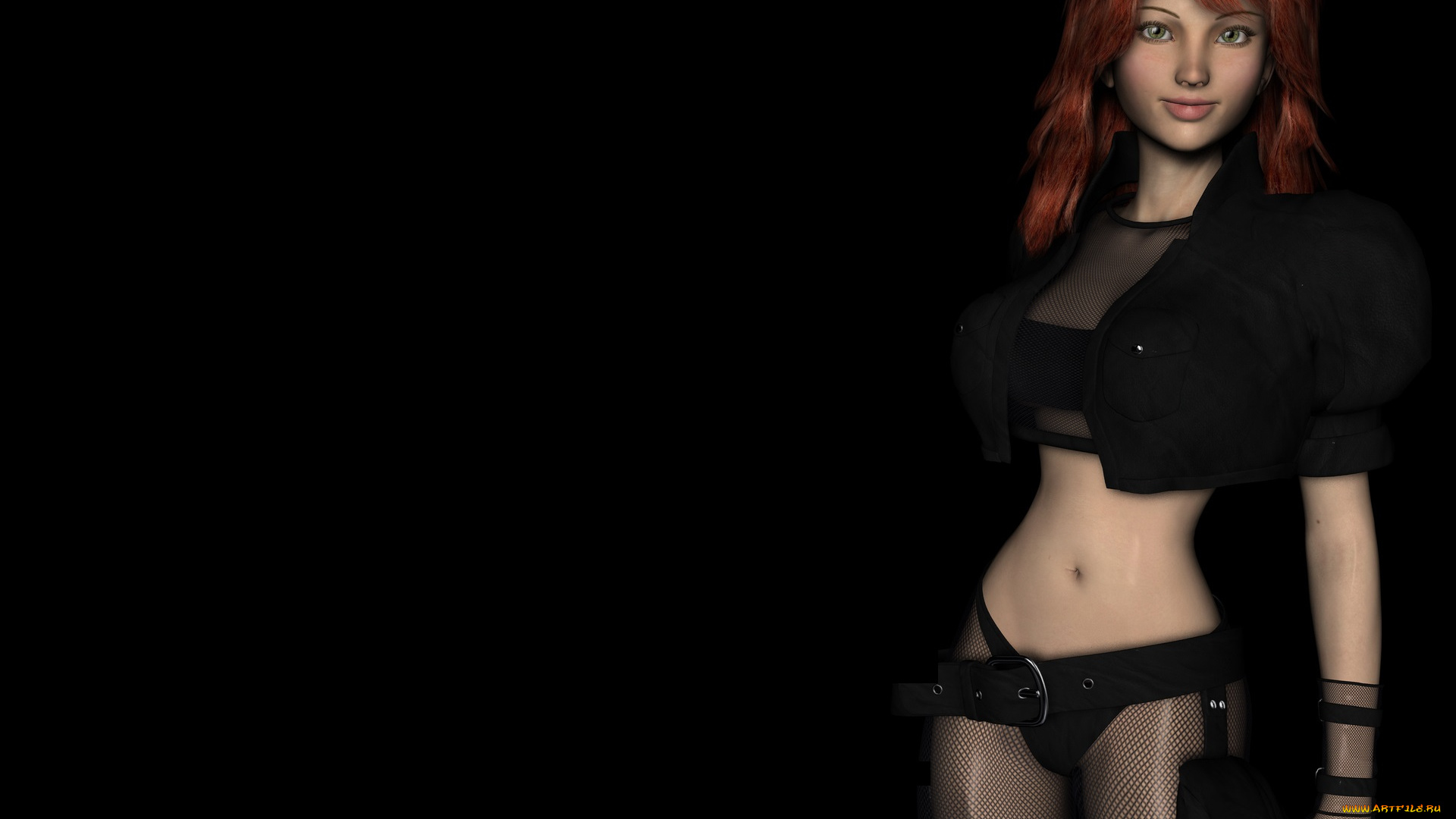 3д, графика, люди, , people, рыжая, фон, взгляд, девушка