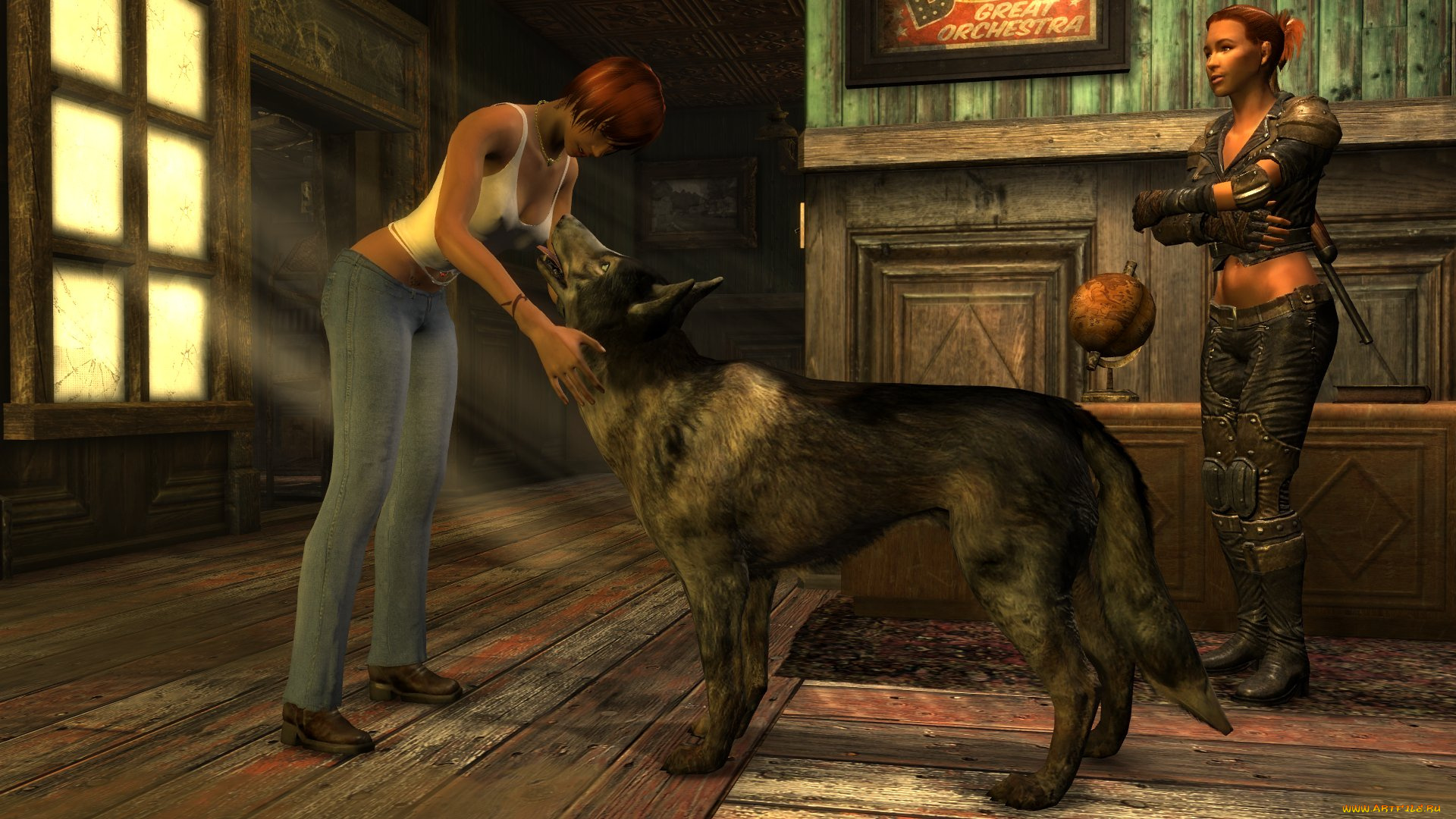 3д, графика, люди, , people, собака, фон, взгляд, девушки