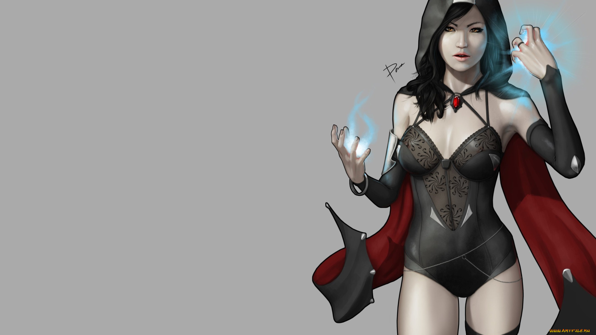 фэнтези, девушки, взгляд, девушка, арт, эротика, фон, магия, капюшон