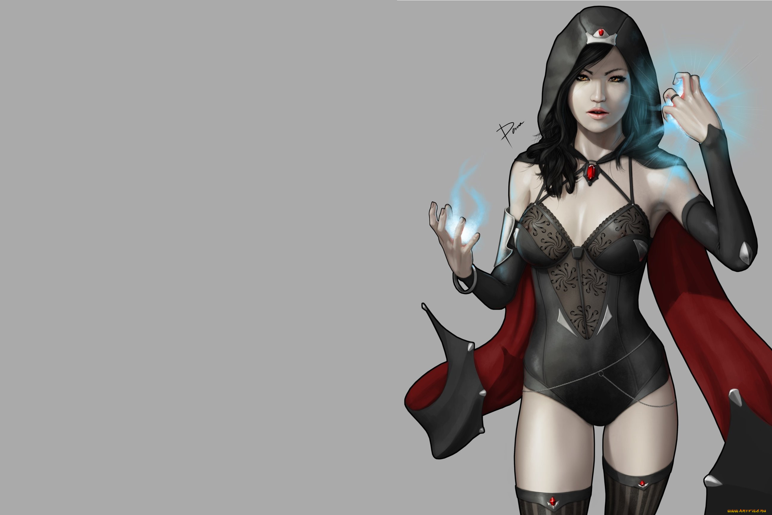 фэнтези, девушки, взгляд, девушка, арт, эротика, фон, магия, капюшон