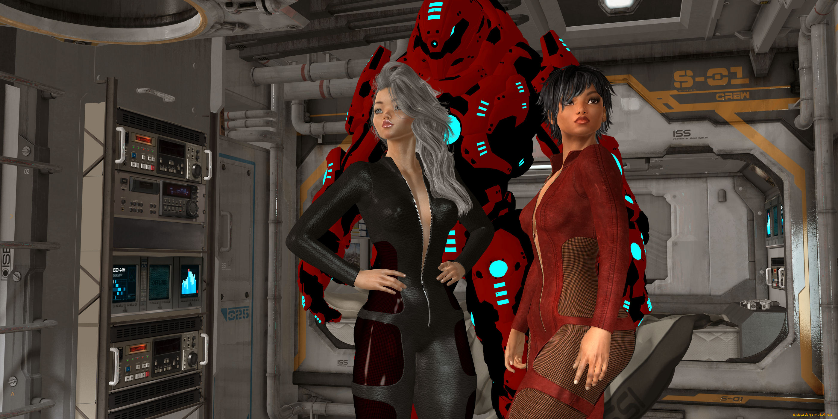 3д, графика, фантазия, , fantasy, девушки, взгляд, фон, существо