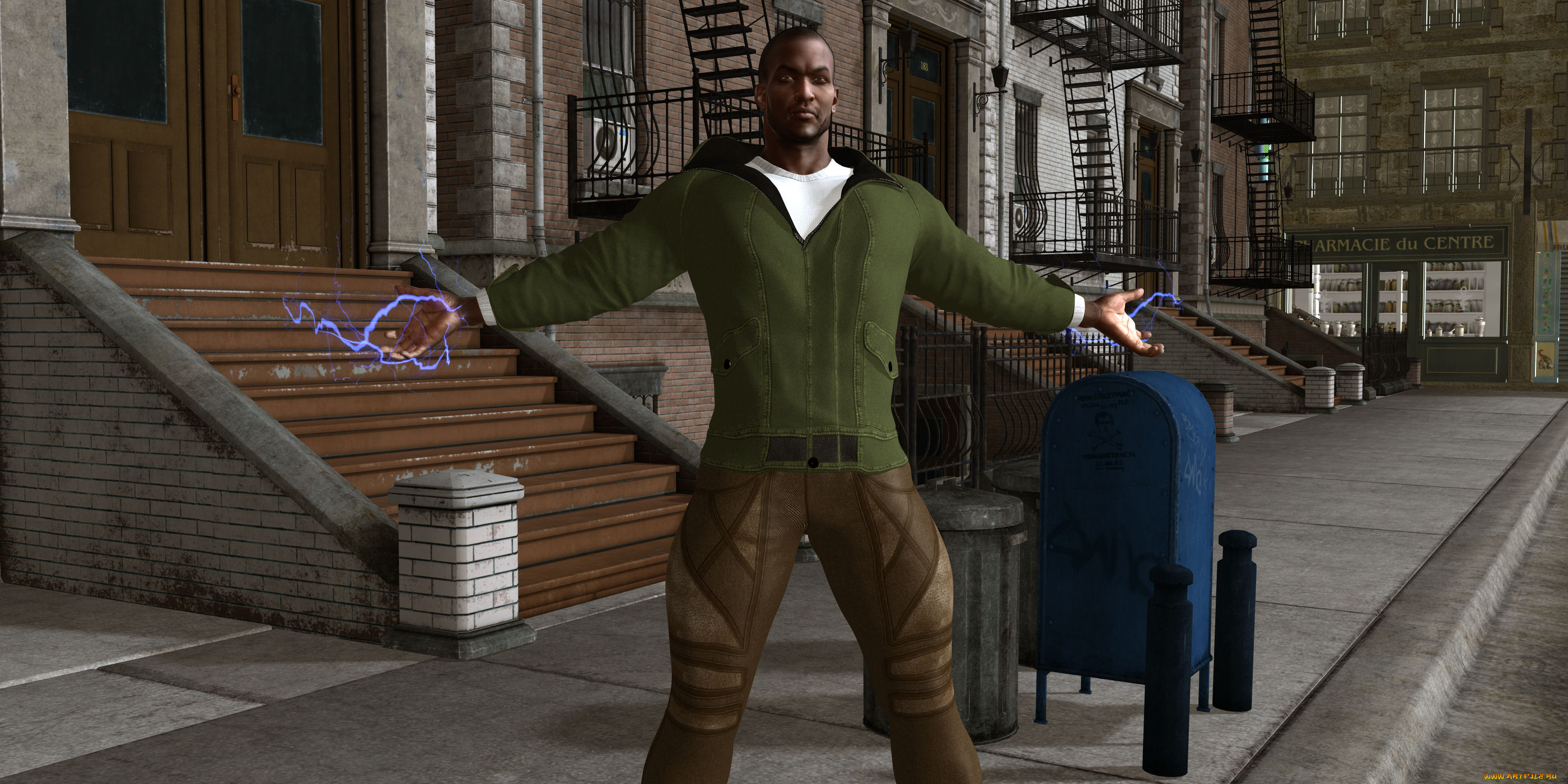 3д, графика, люди, , people, мужчина, взгляд, фон, улица, магия