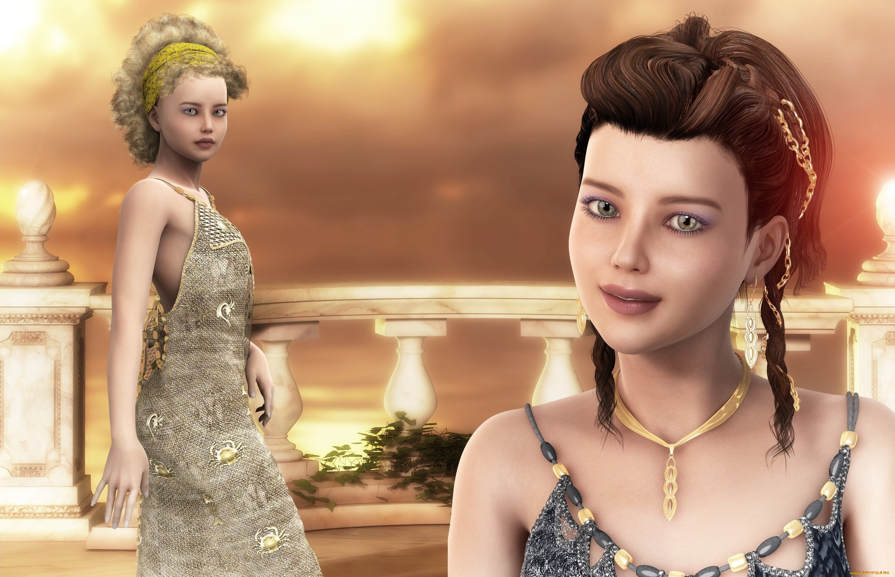 3д, графика, люди, , people, фон, взгляд, девушки