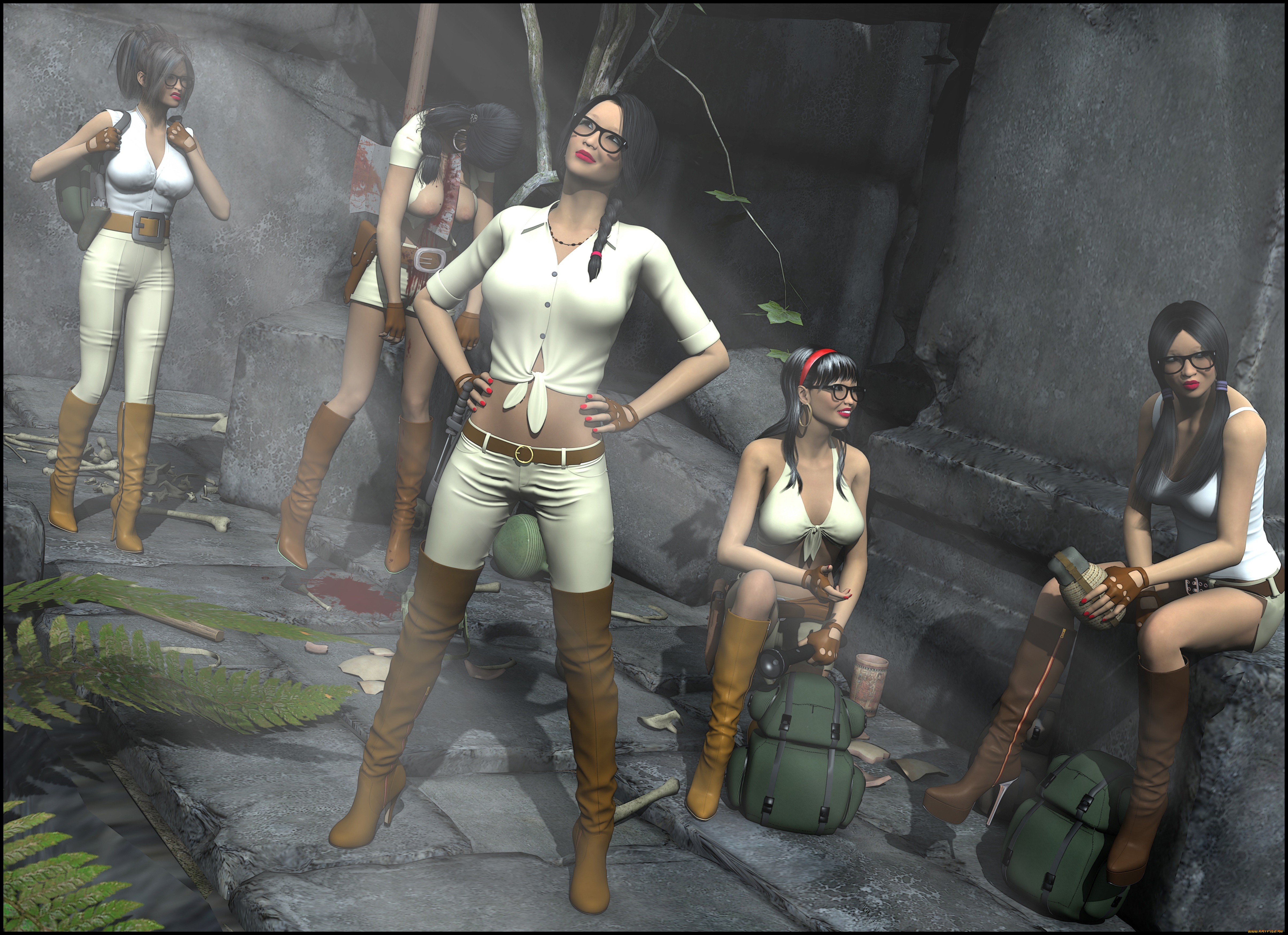 3д, графика, люди, , people, девушки, взгляд, фон