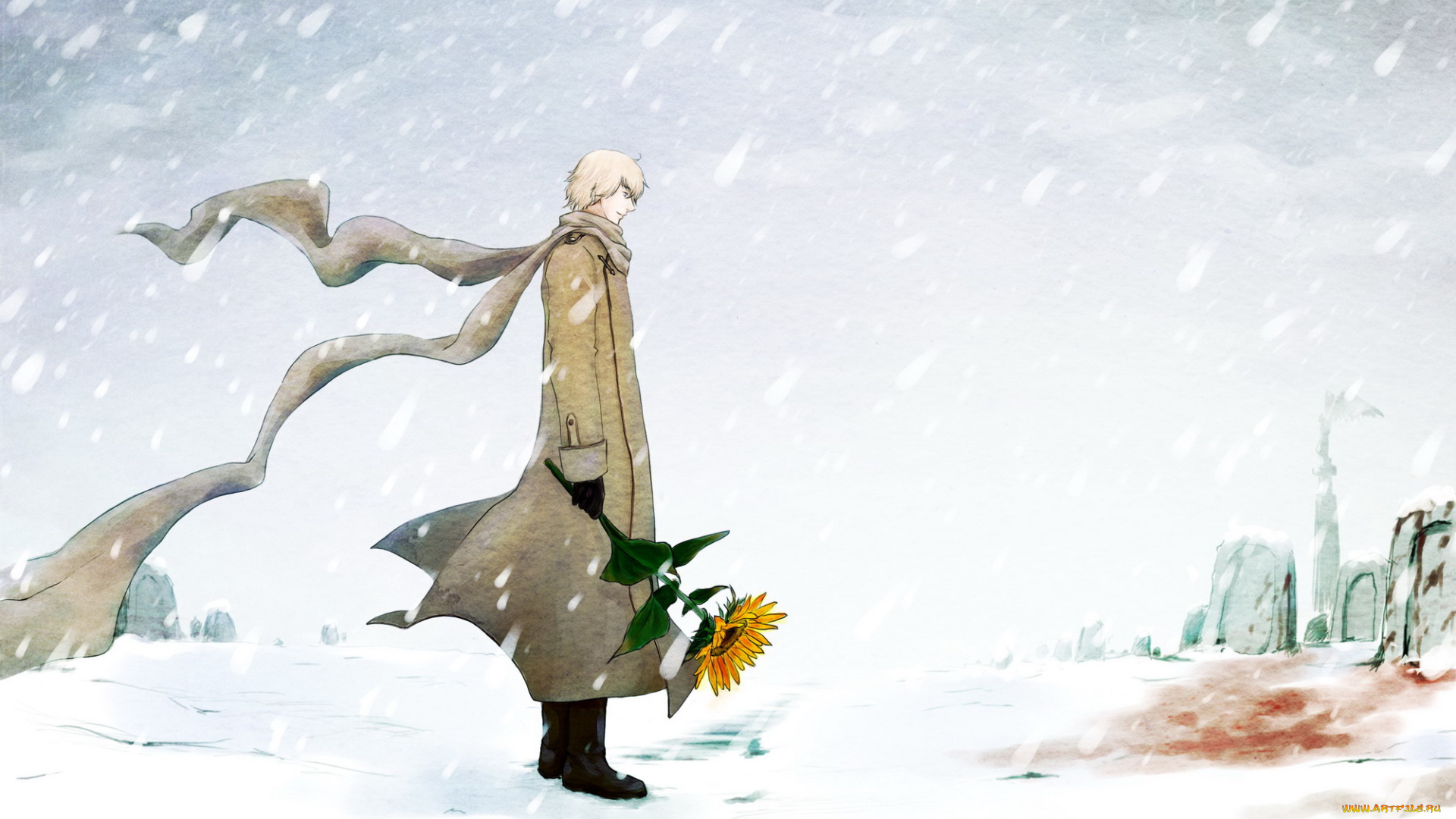 аниме, hetalia, , axis, powers, арт, зима, парень