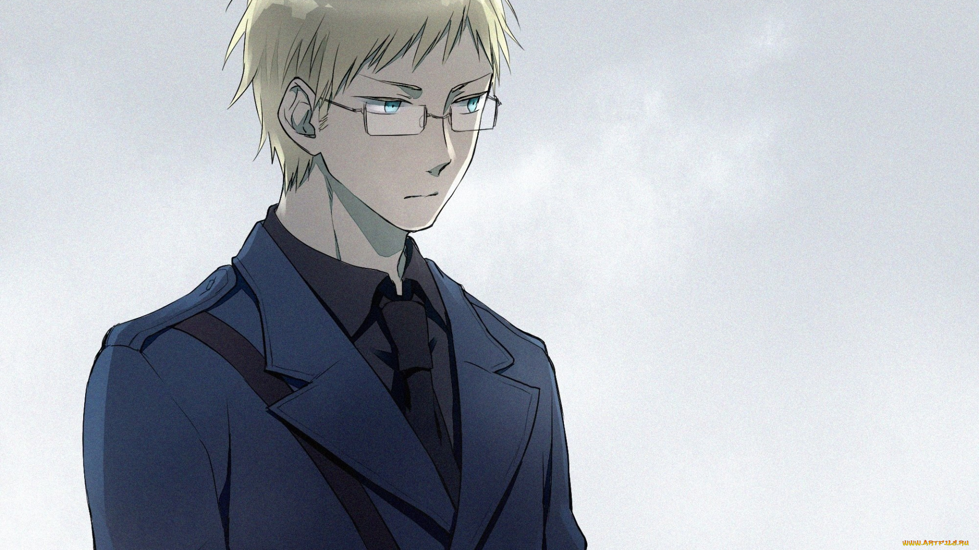 аниме, hetalia, , axis, powers, блондин, парень, зернистость, арт, фон