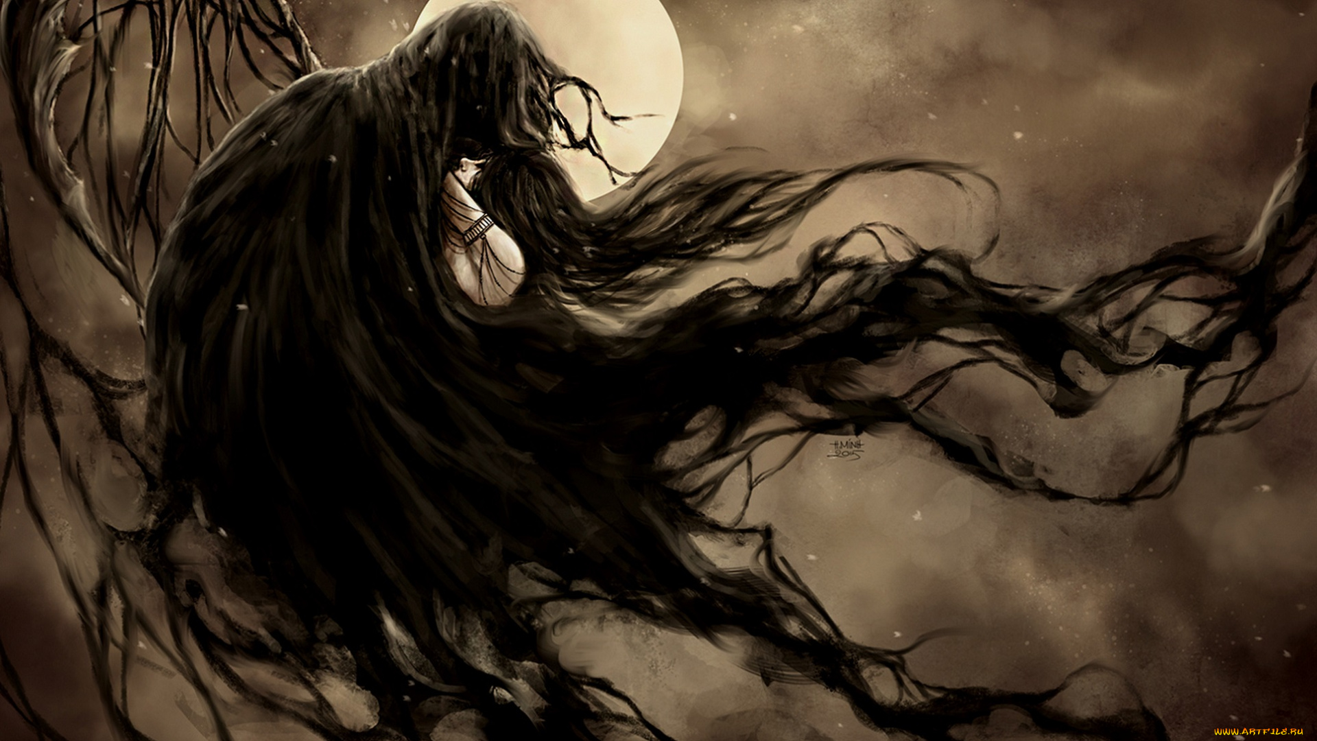 фэнтези, нежить, девушка, арт, смерть