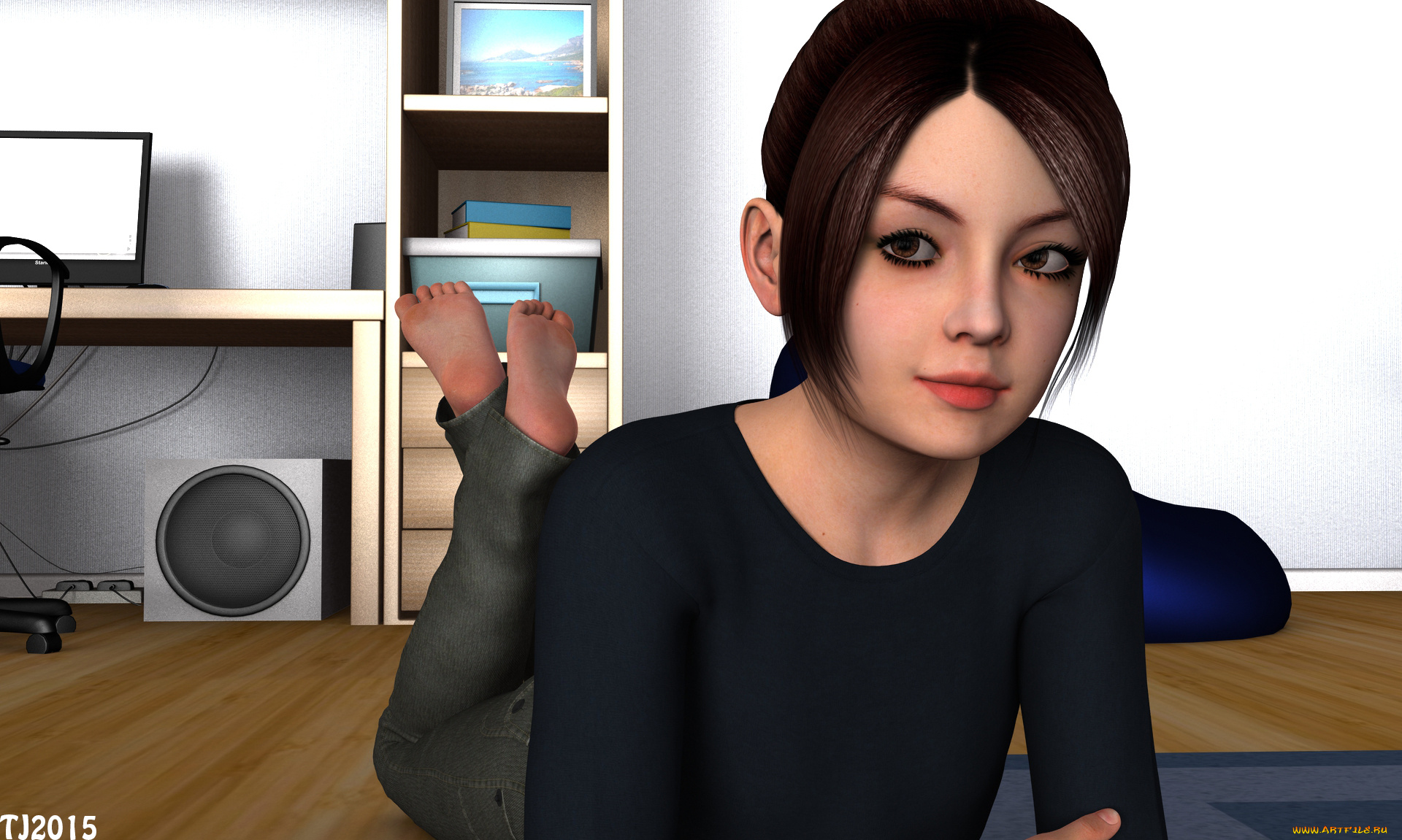 3д, графика, люди, , people, девушка, взгляд, фон