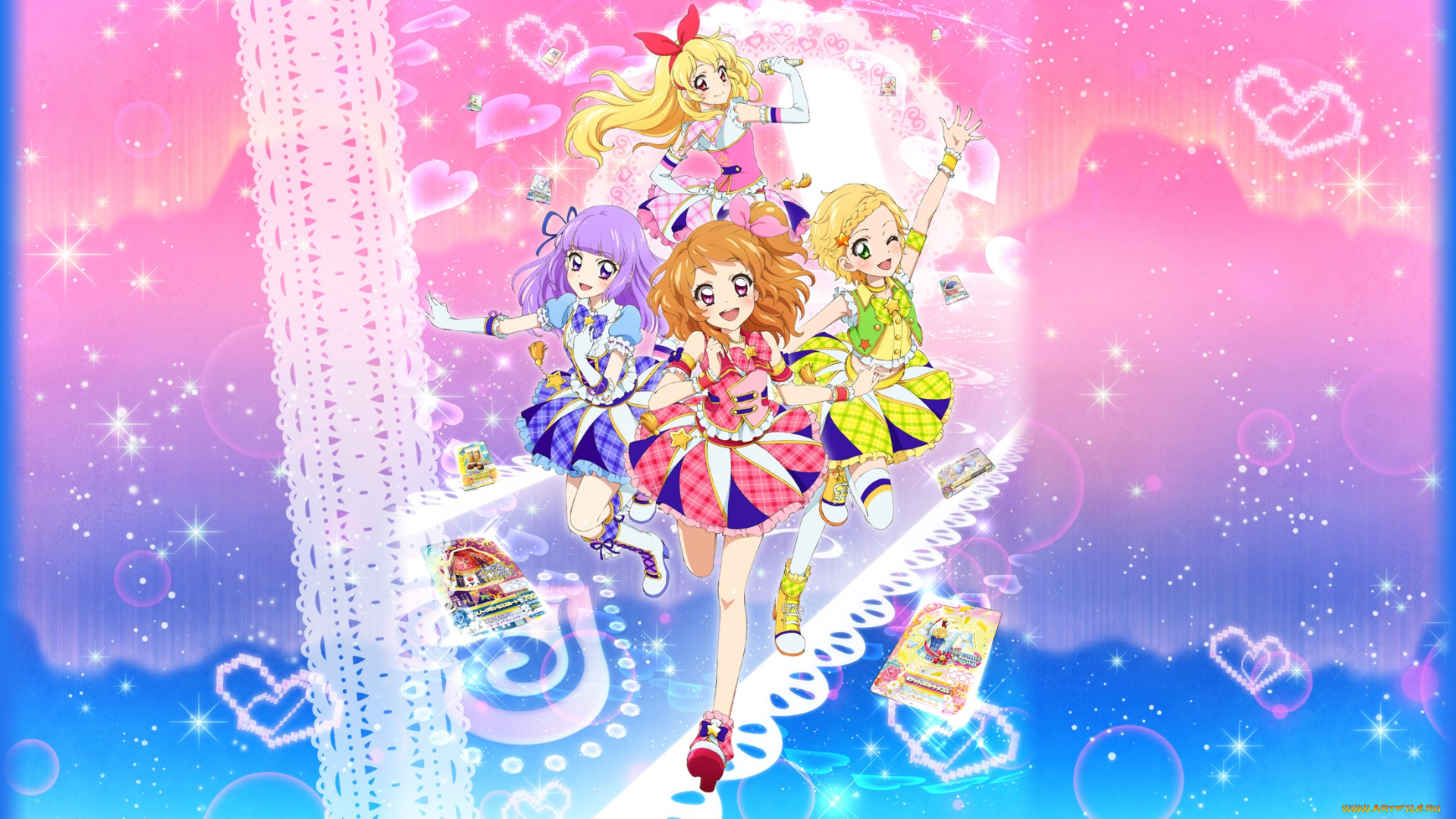 аниме, aikatsu, взгляд, фон, девушка