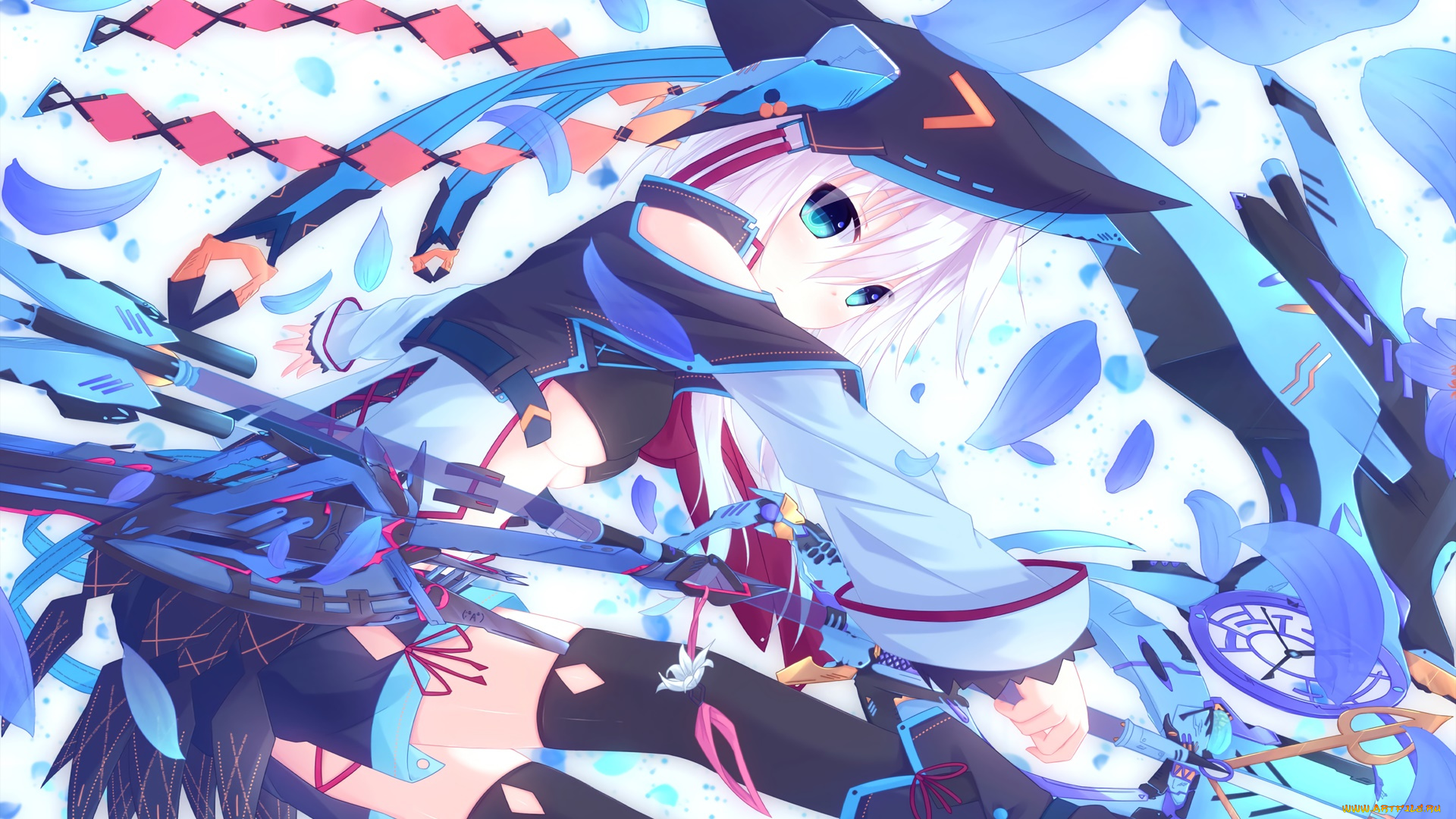 аниме, оружие, , техника, , технологии, фон, девушка, взгляд