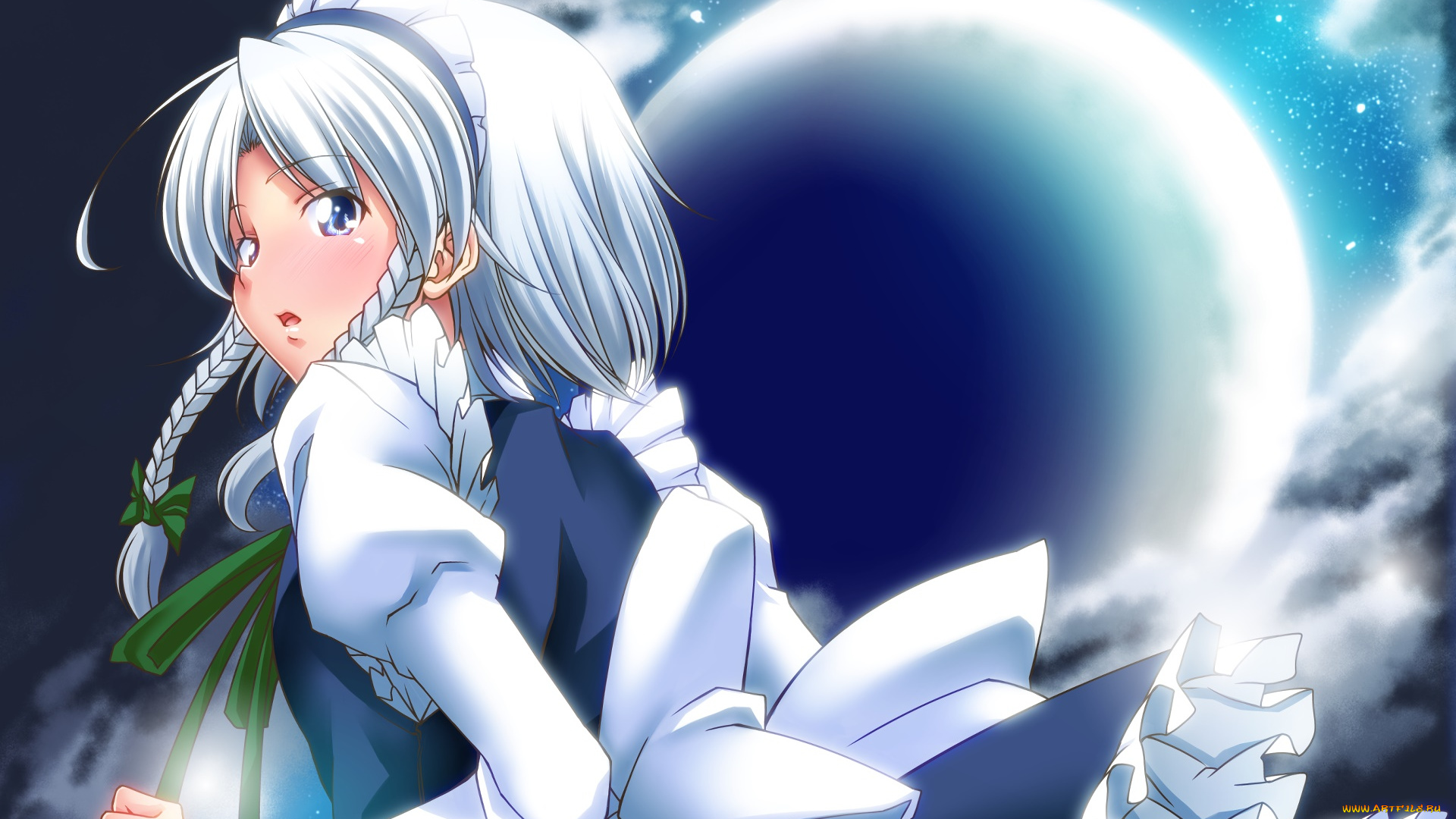 аниме, touhou, девушка, взгляд, фон