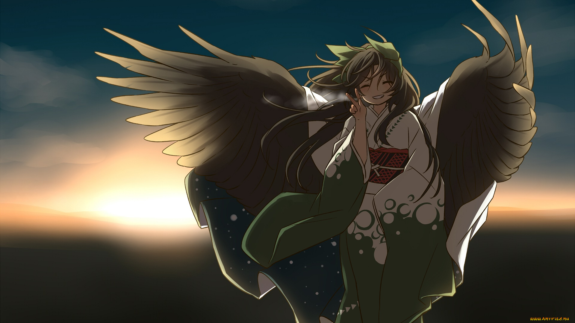 аниме, touhou, фон, взгляд, девушка