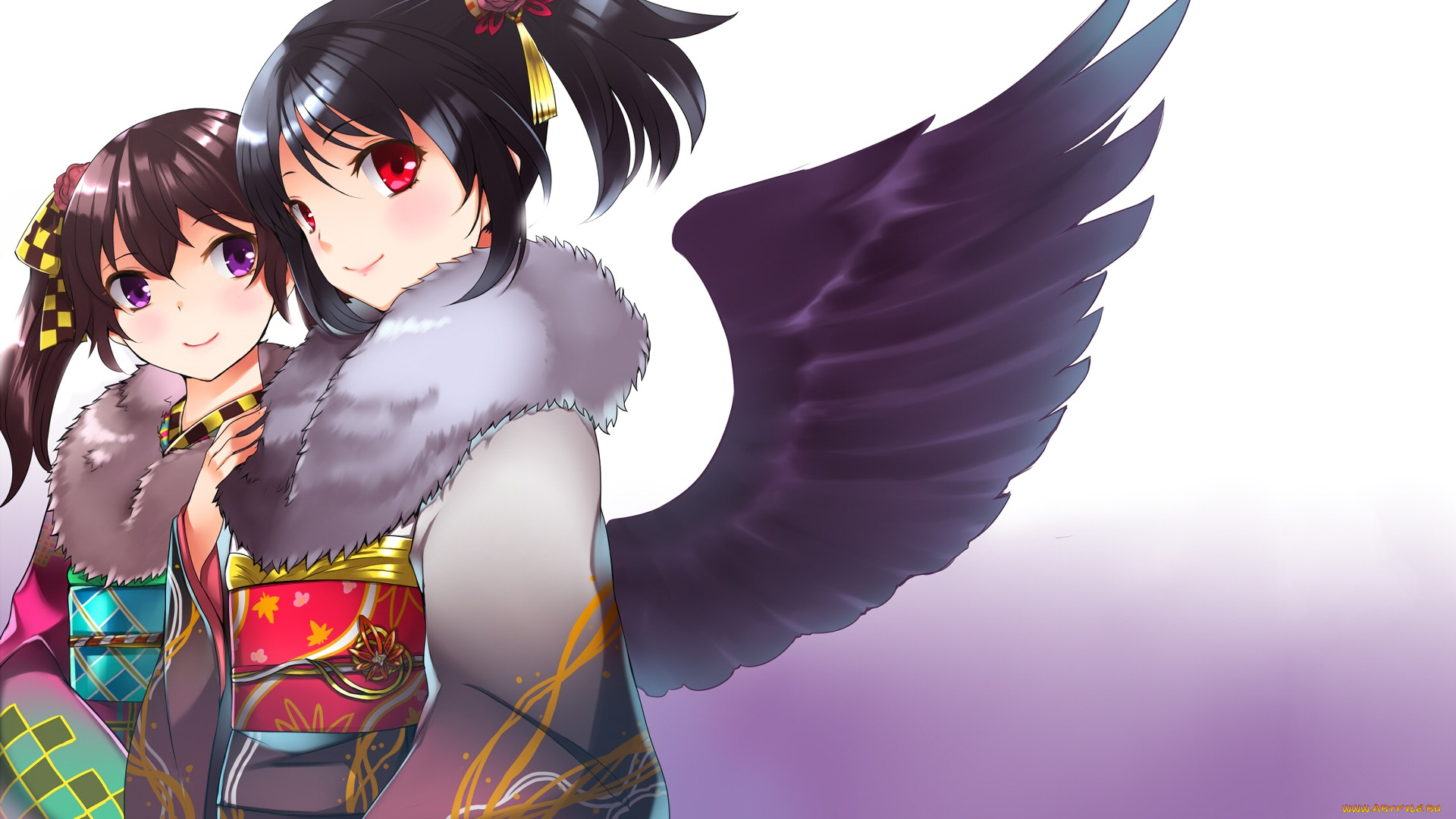 аниме, touhou, взгляд, девушки, фон