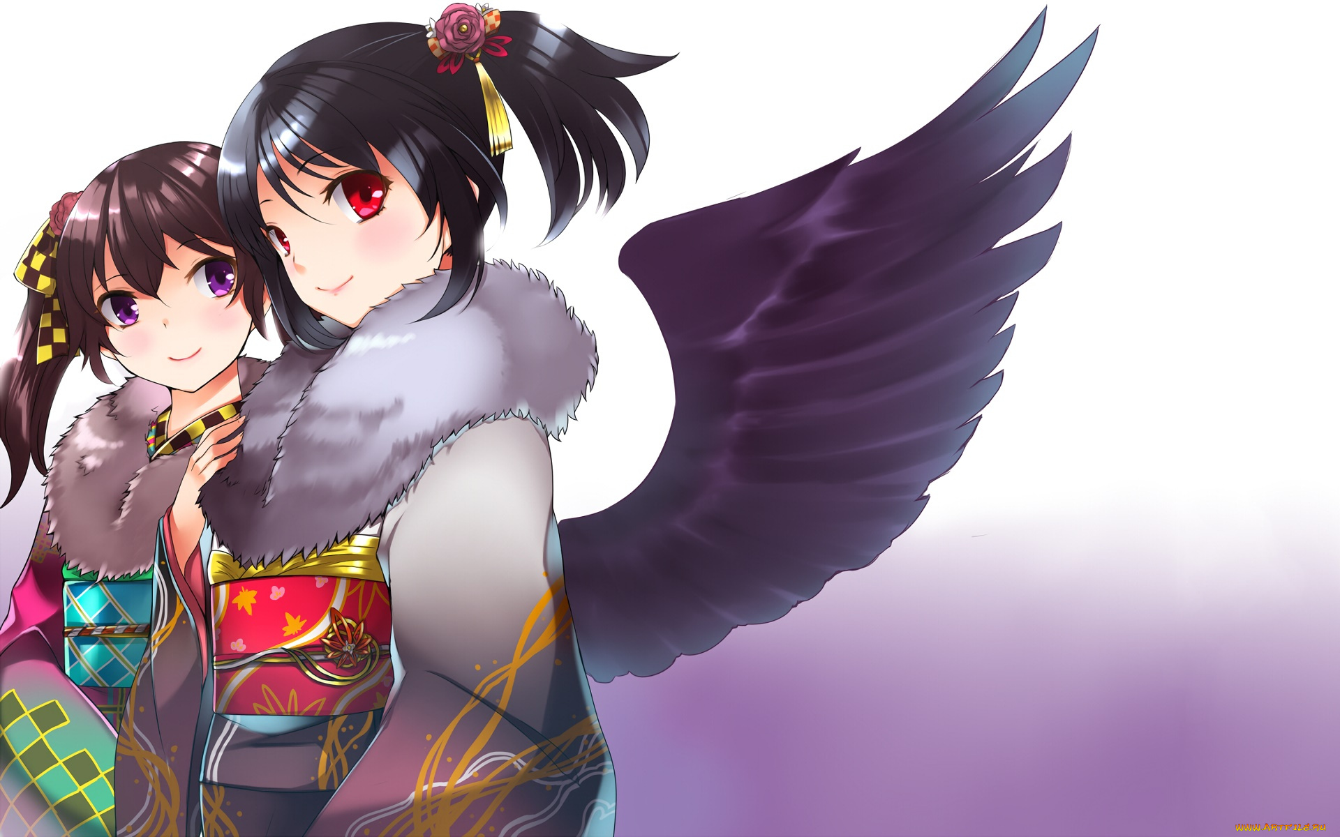 аниме, touhou, взгляд, девушки, фон