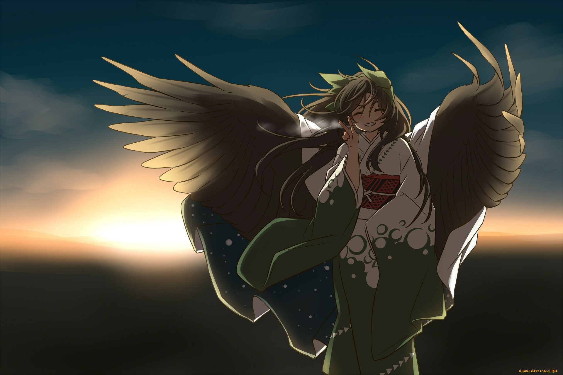 аниме, touhou, фон, взгляд, девушка