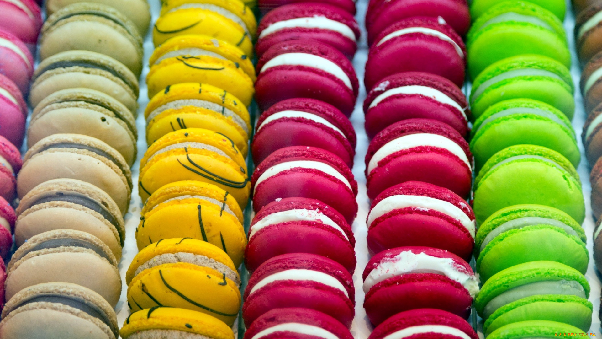 еда, макаруны, ассорти, лакомство, печенье