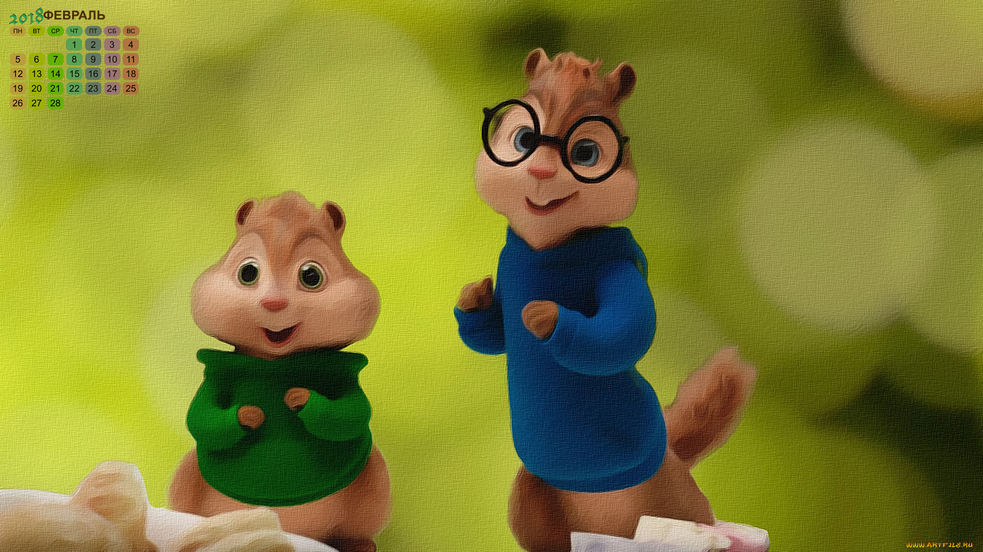 календари, кино, , мультфильмы, взгляд, двое, бурундук, 2018